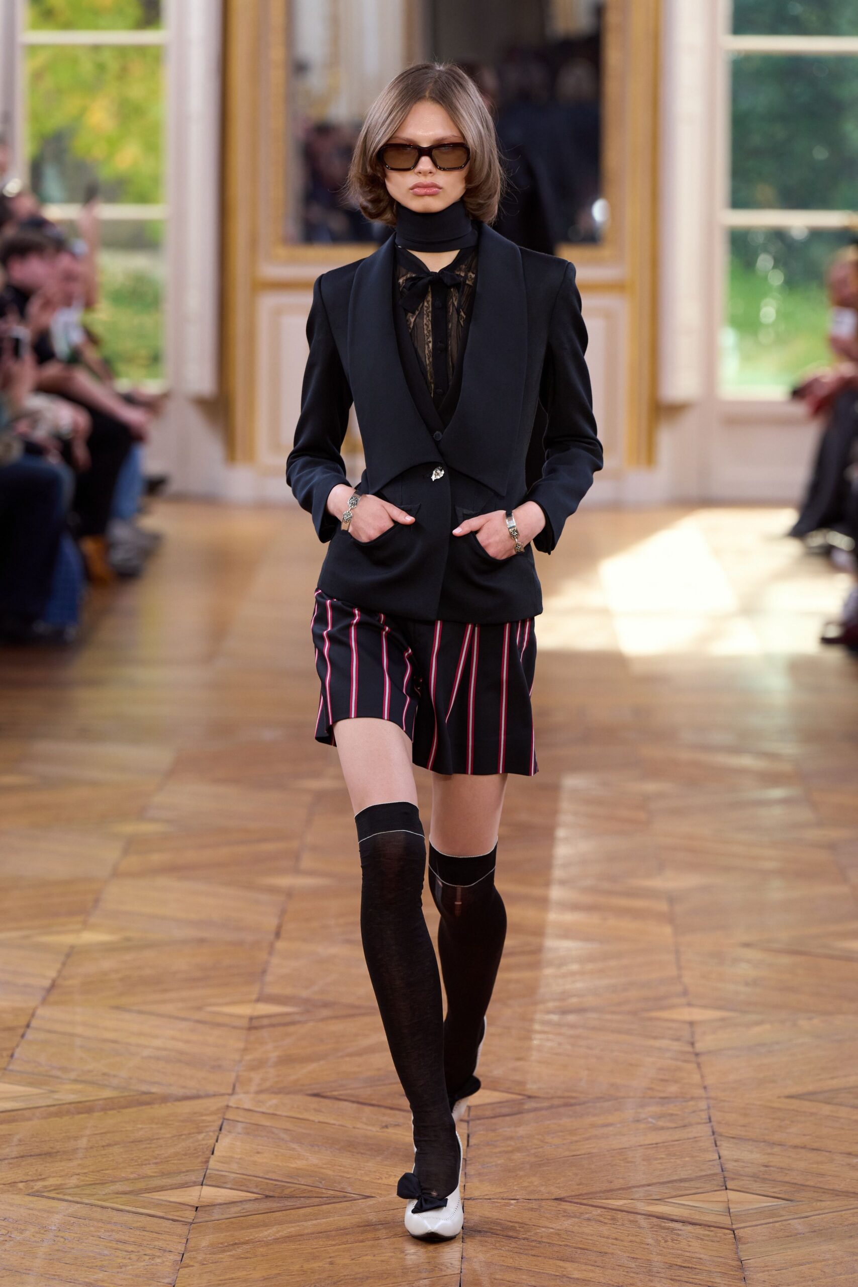 black tailored blazer with shorts