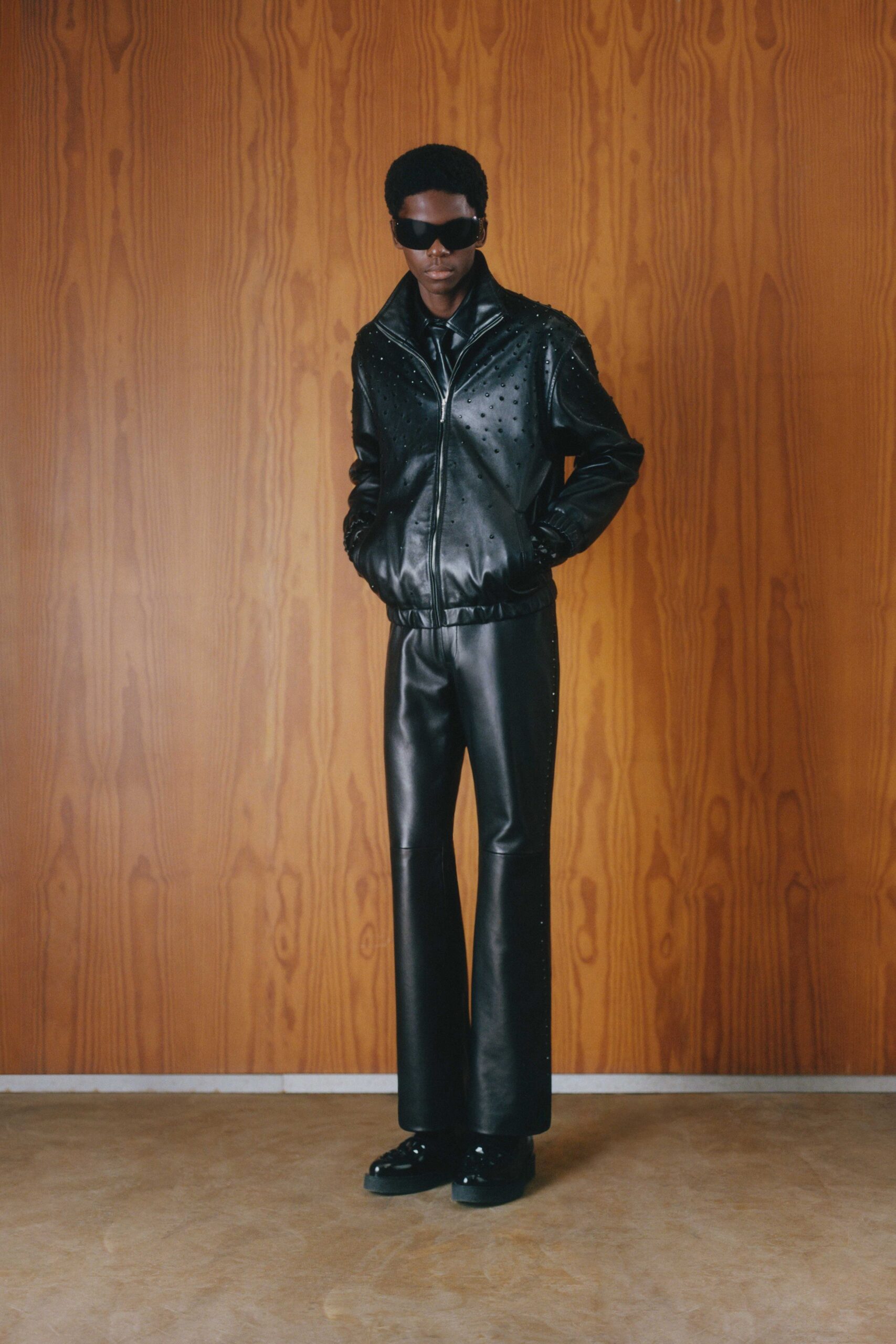 black leather jacket and pants
