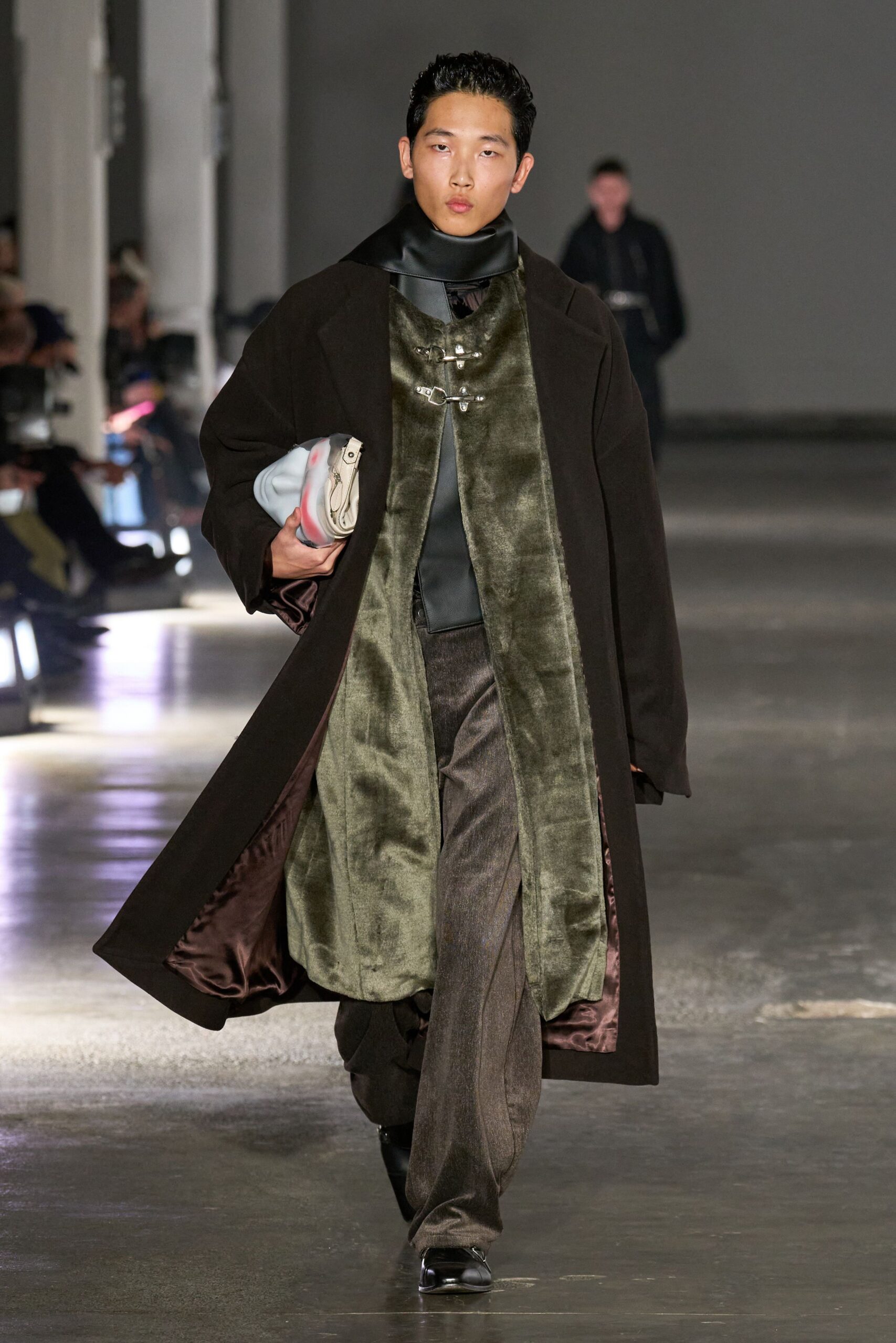 black and green layered coat