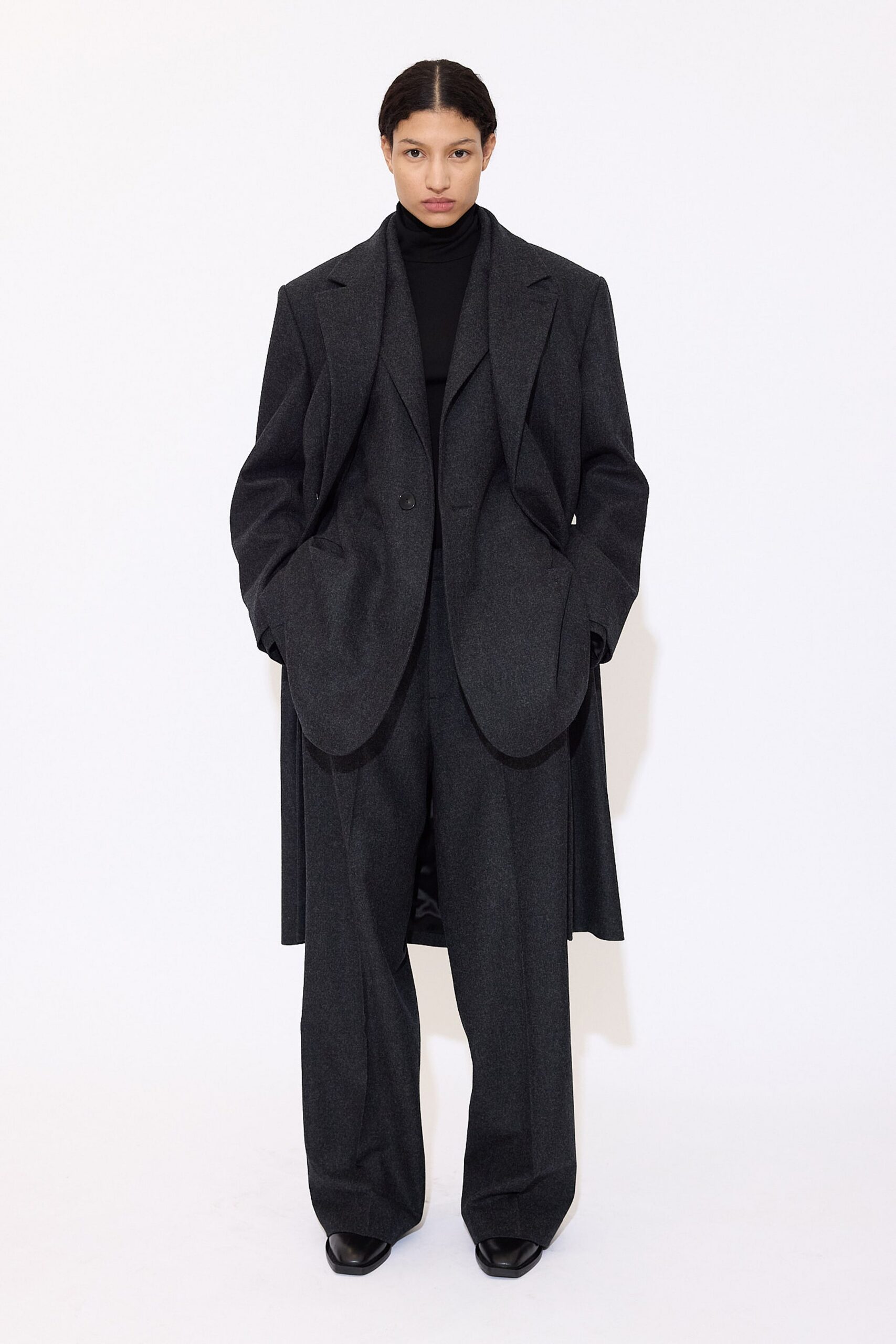 gray wool relaxed suit