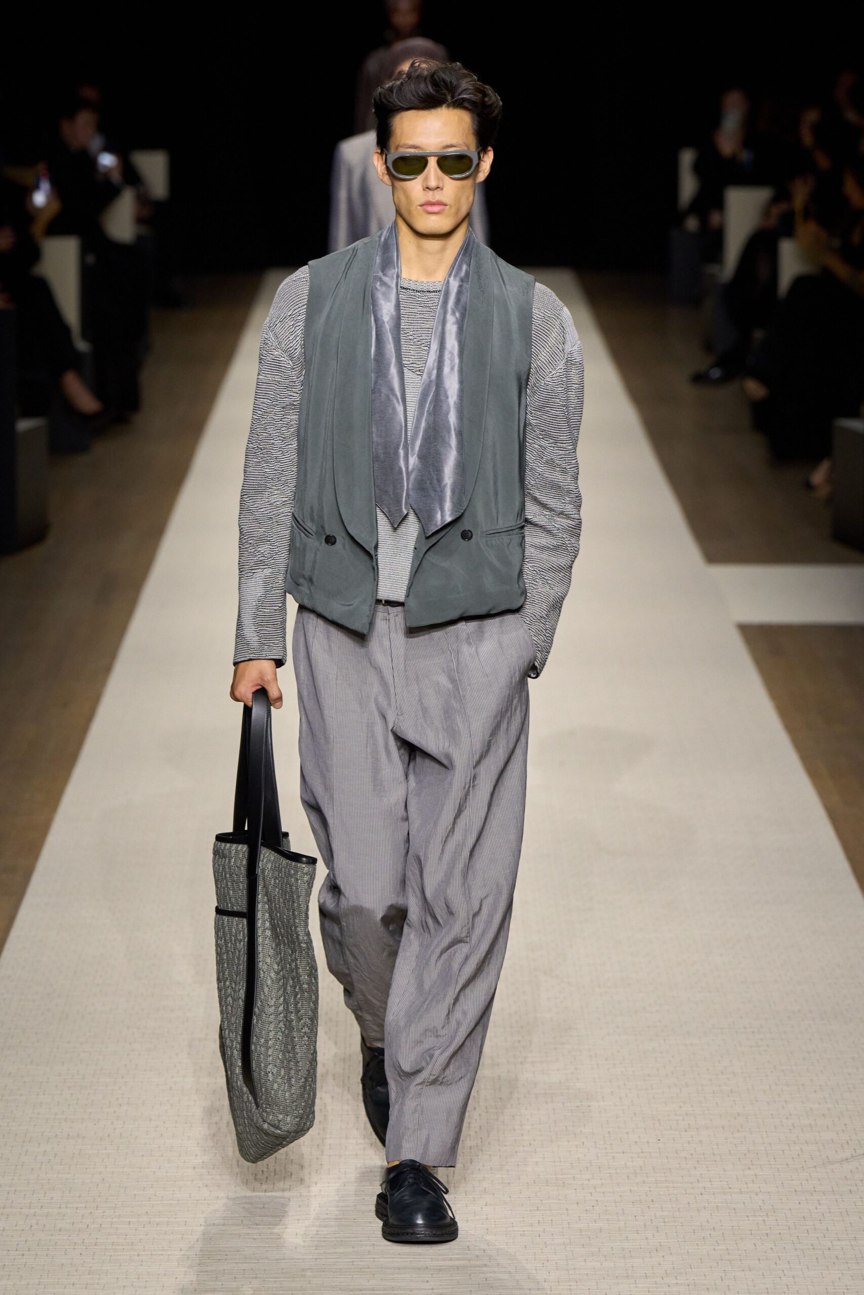 gray relaxed vest and shirt