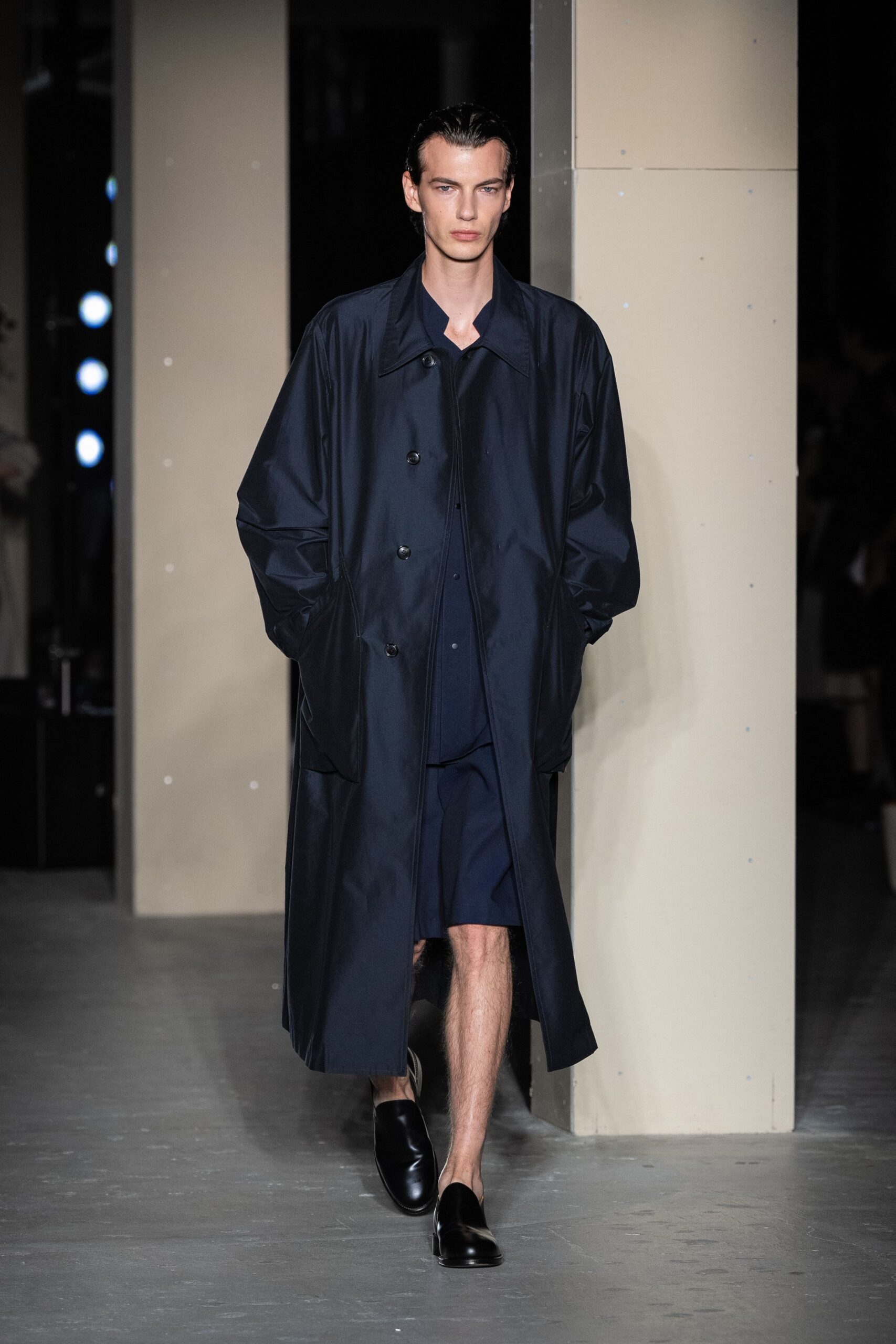 blue cotton coat with shorts