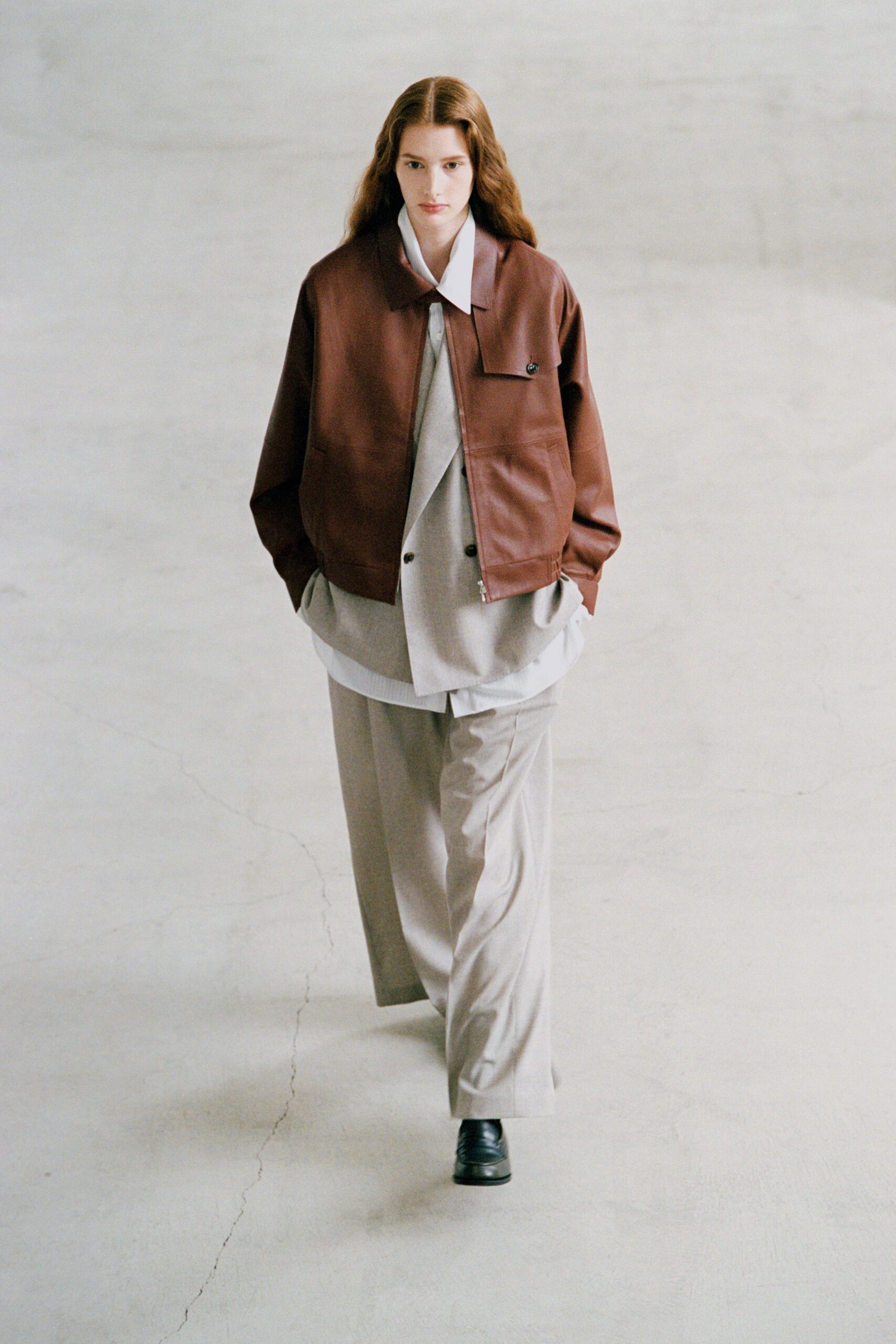 brown leather oversized jacket