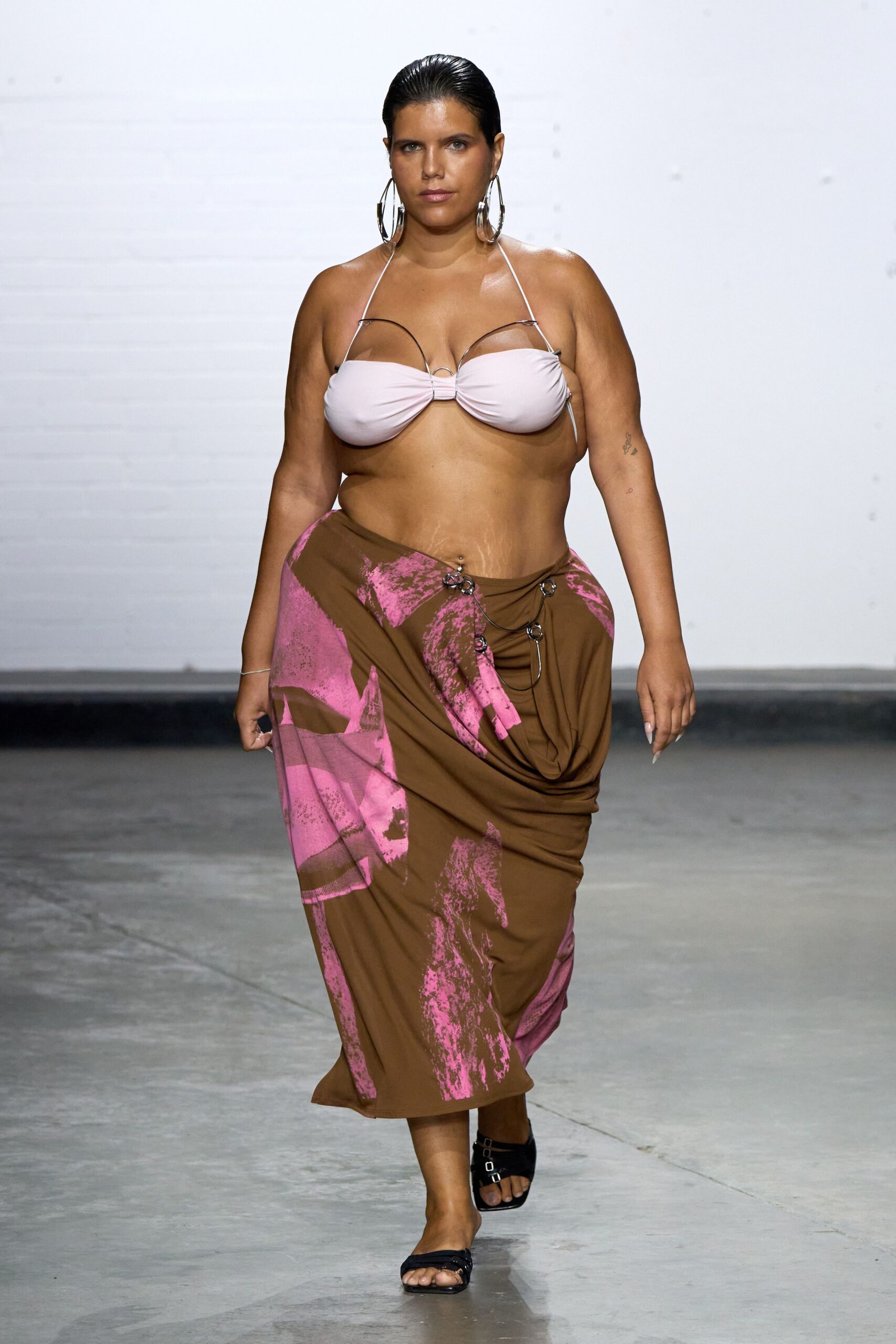 brown cotton relaxed draped maxi skirt