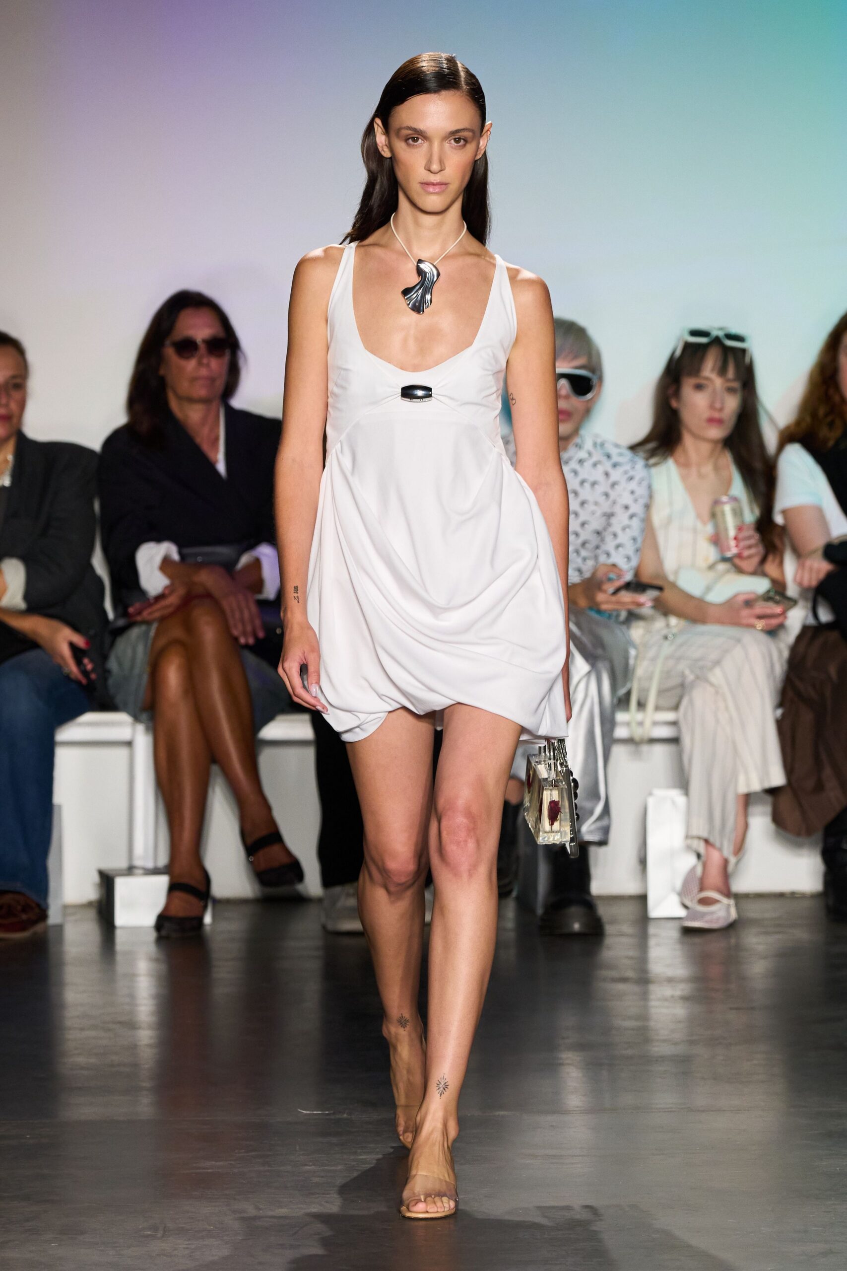 white fitted sleeveless dress