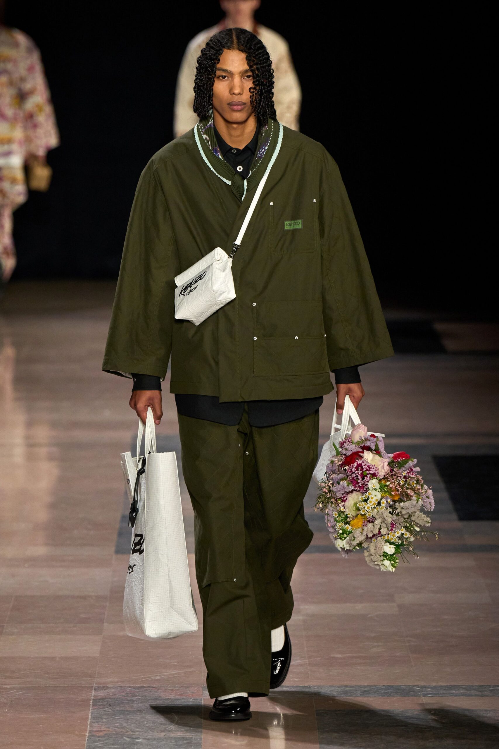 green oversized jacket and pants