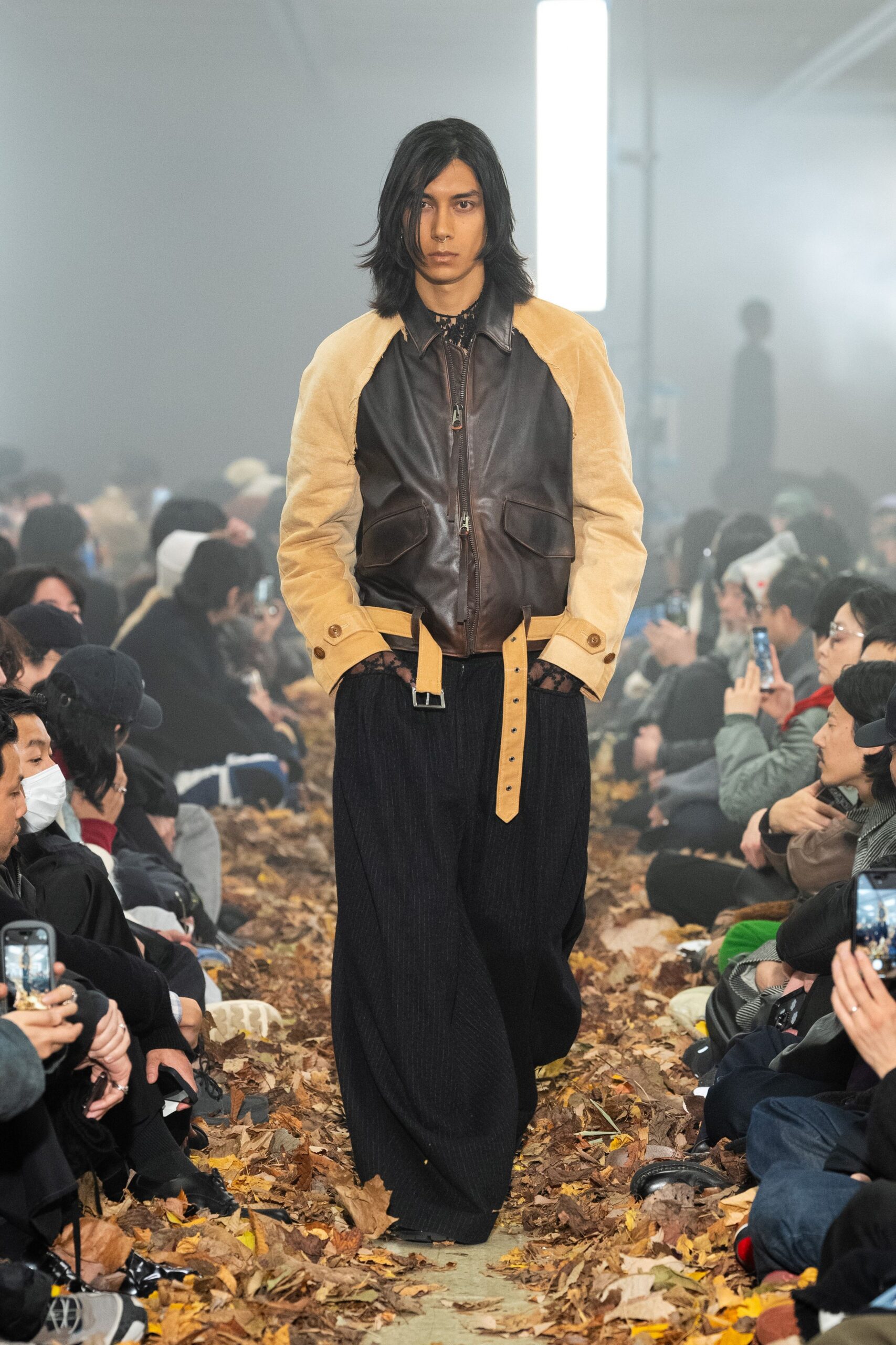 brown leather relaxed jacket