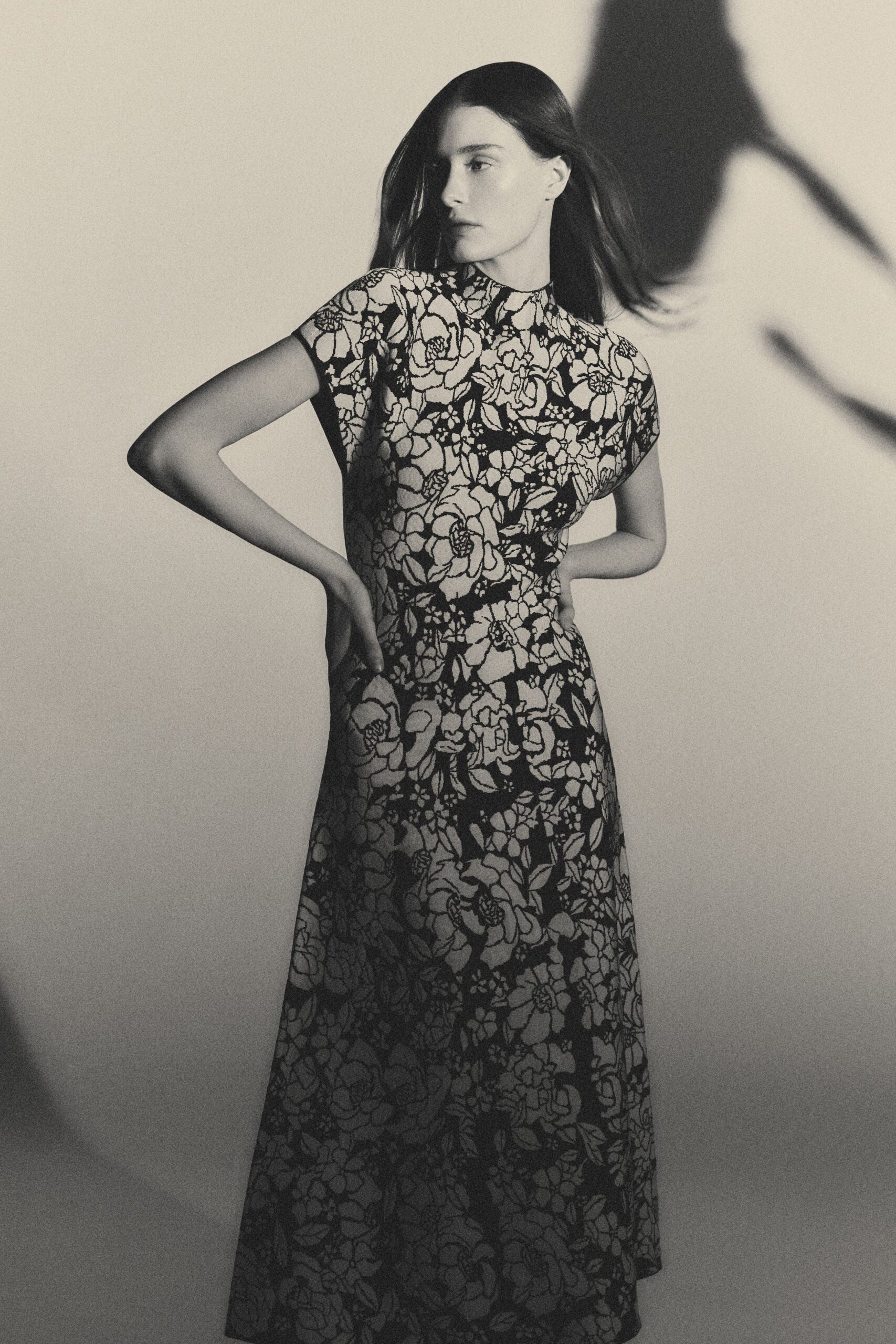 black and white floral maxi dress