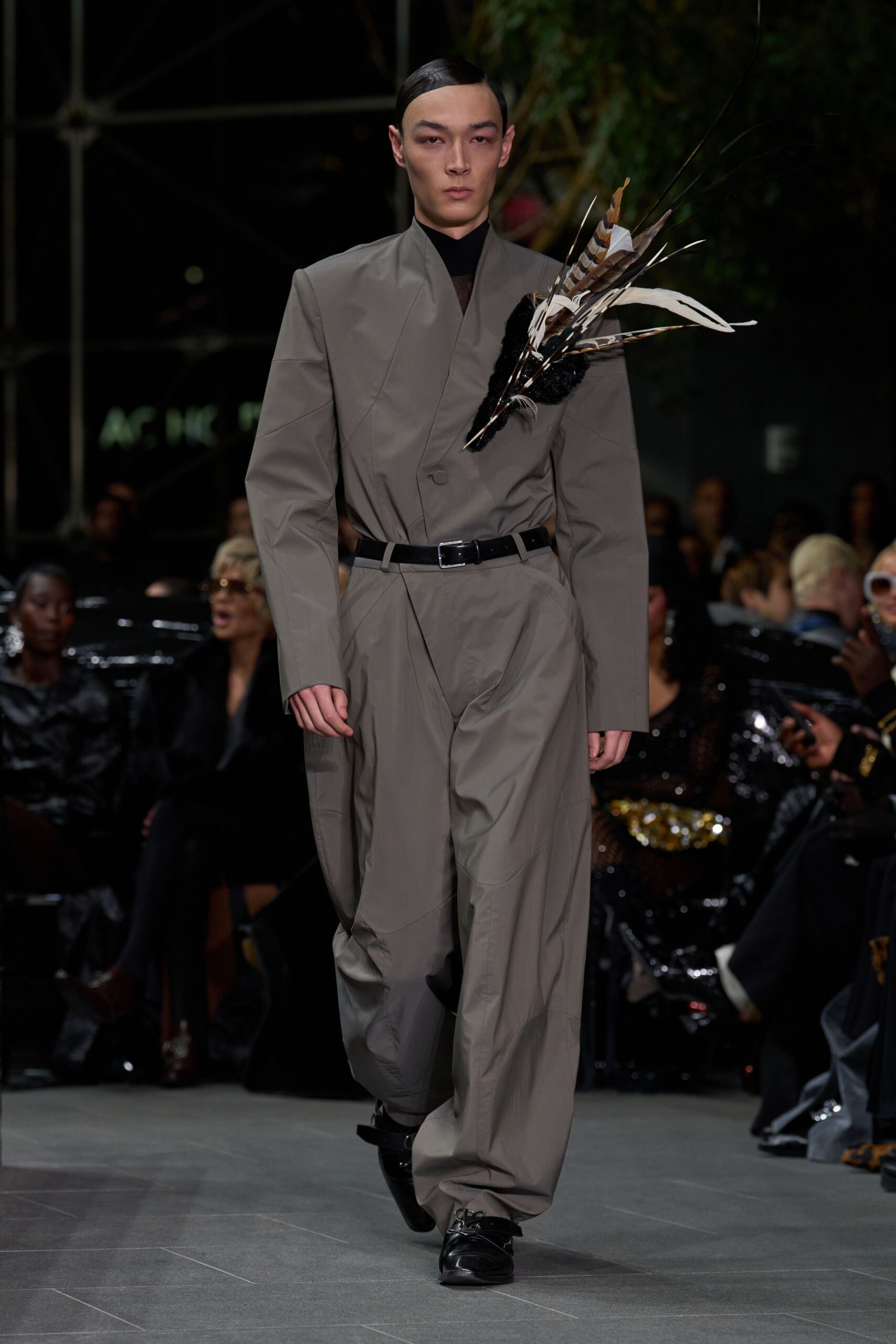 gray relaxed jacket and pants
