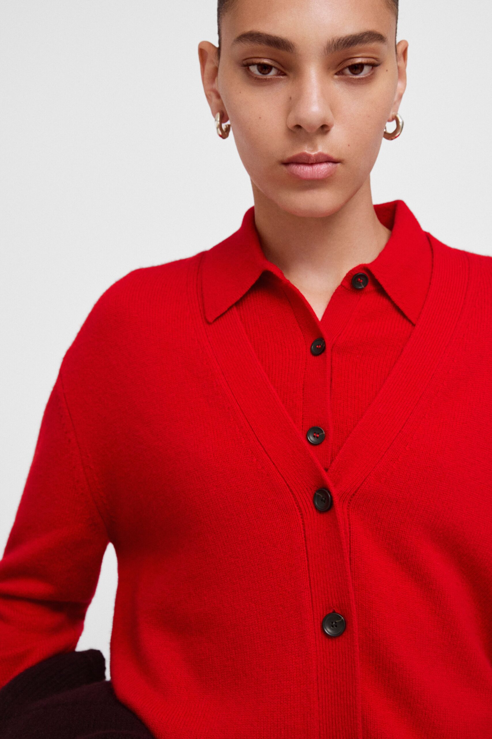 red wool relaxed cardigan