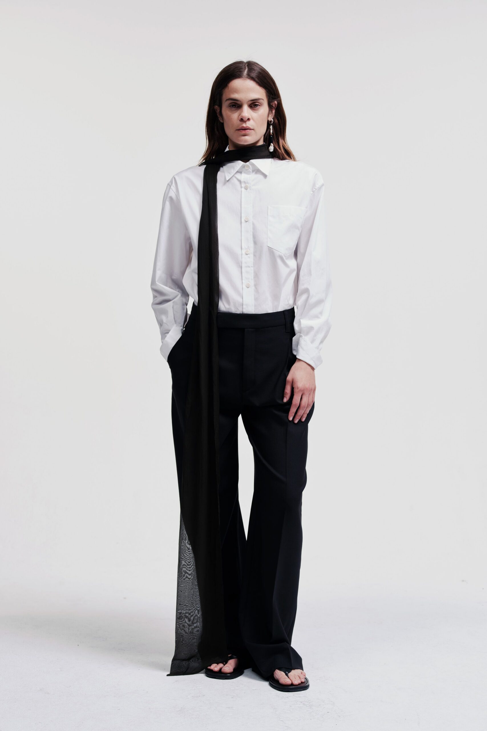 white shirt black tailored pants