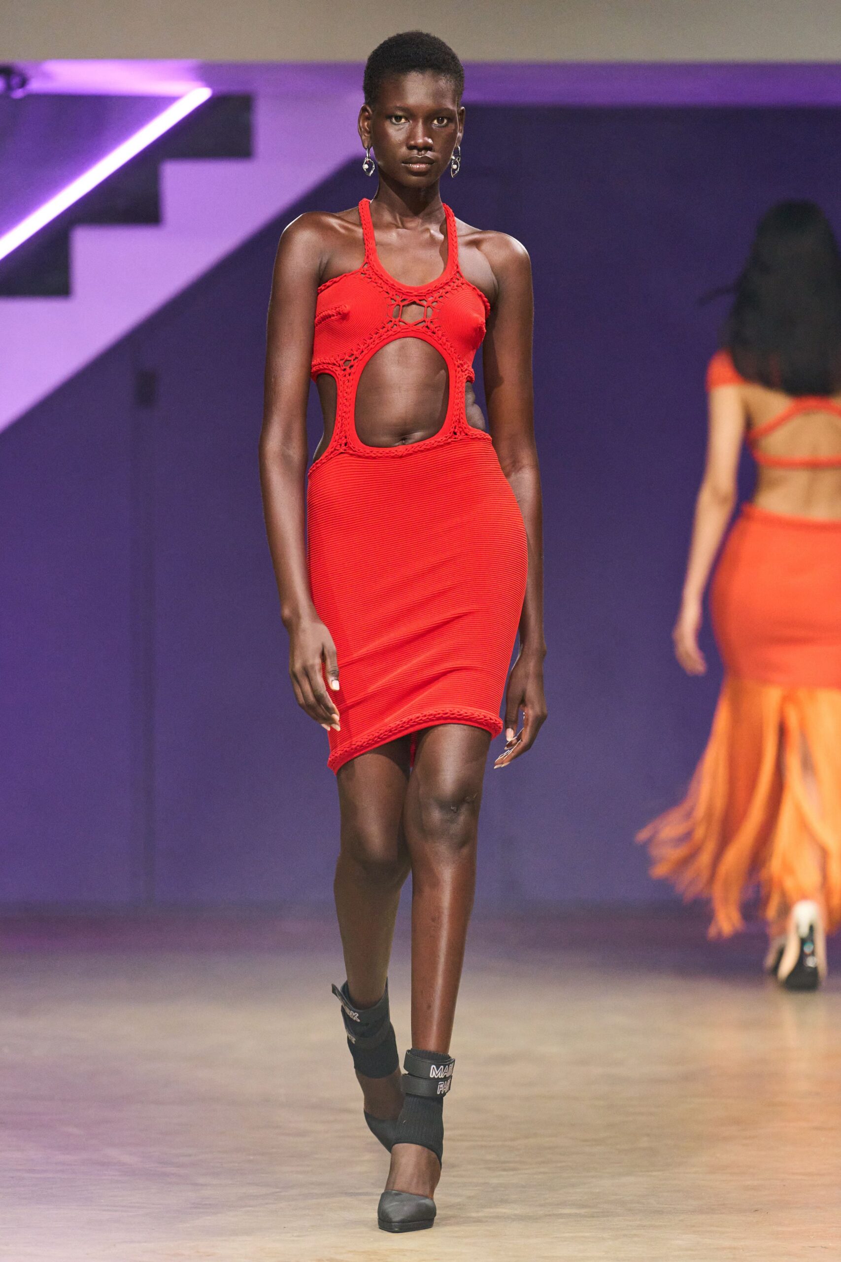 fitted red mini dress