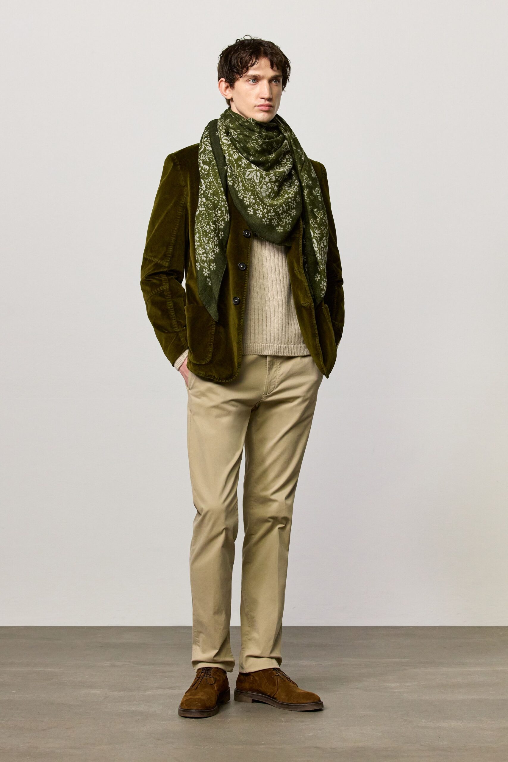 beige cotton slim pants