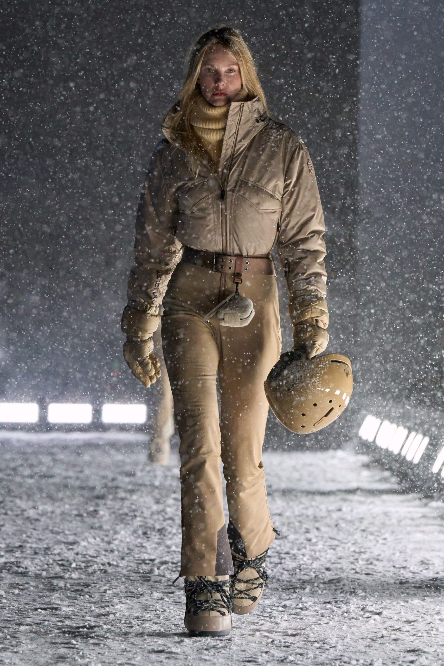 beige fitted jacket and pants