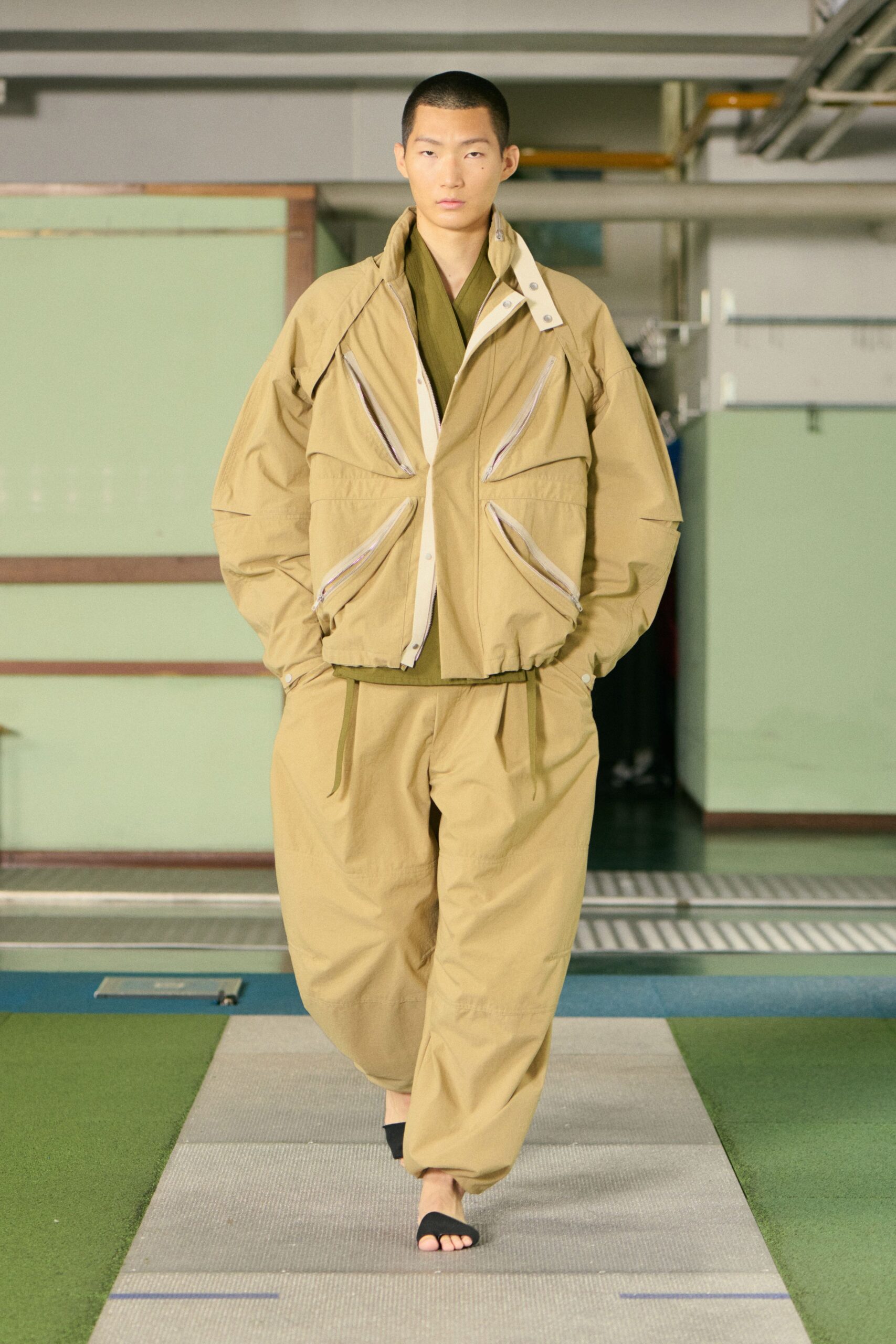 beige relaxed jacket and pants
