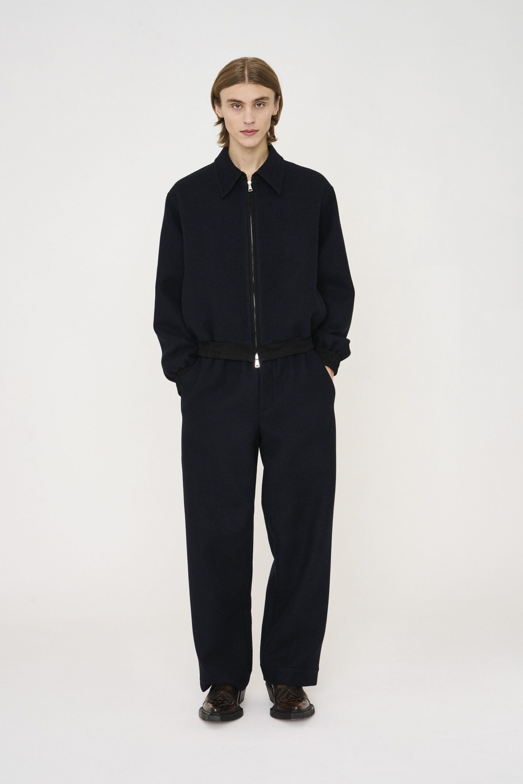 black wool jacket and pants