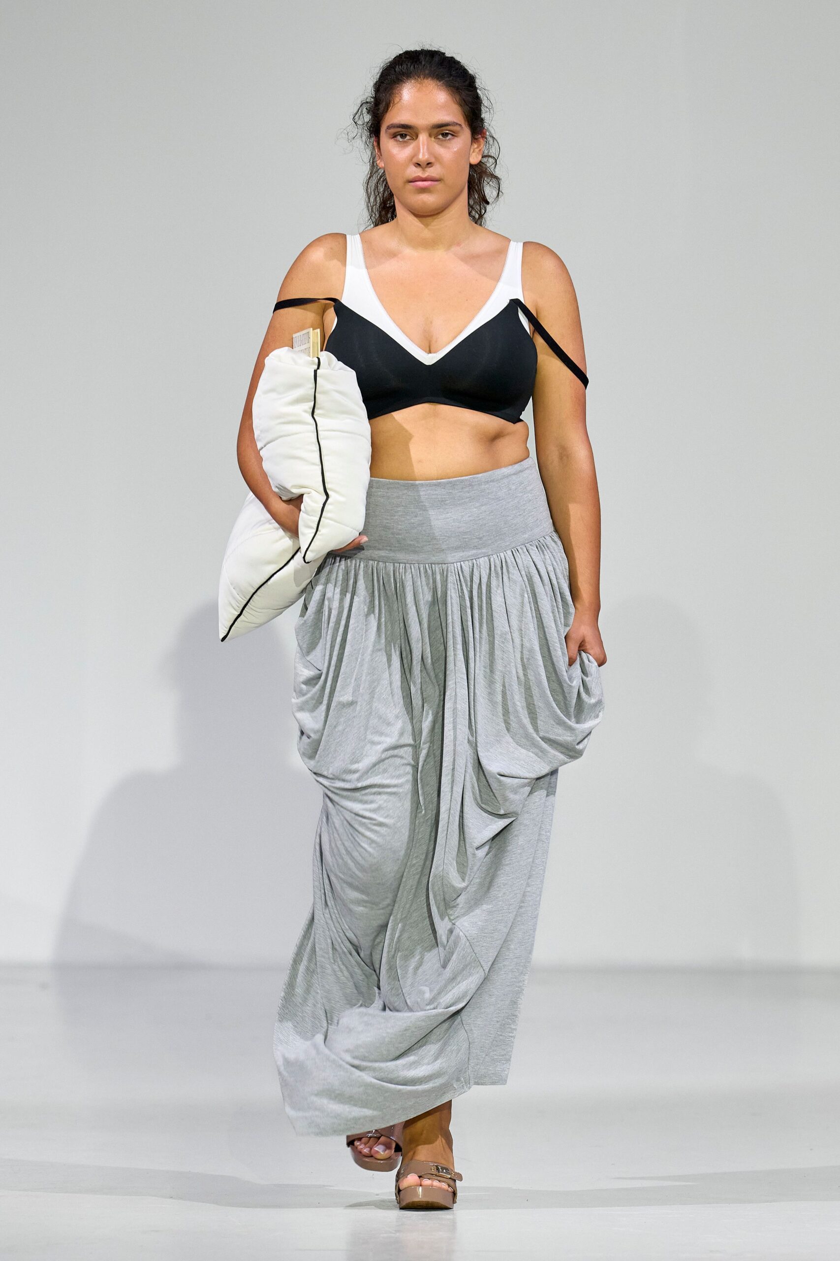 gray relaxed draped skirt