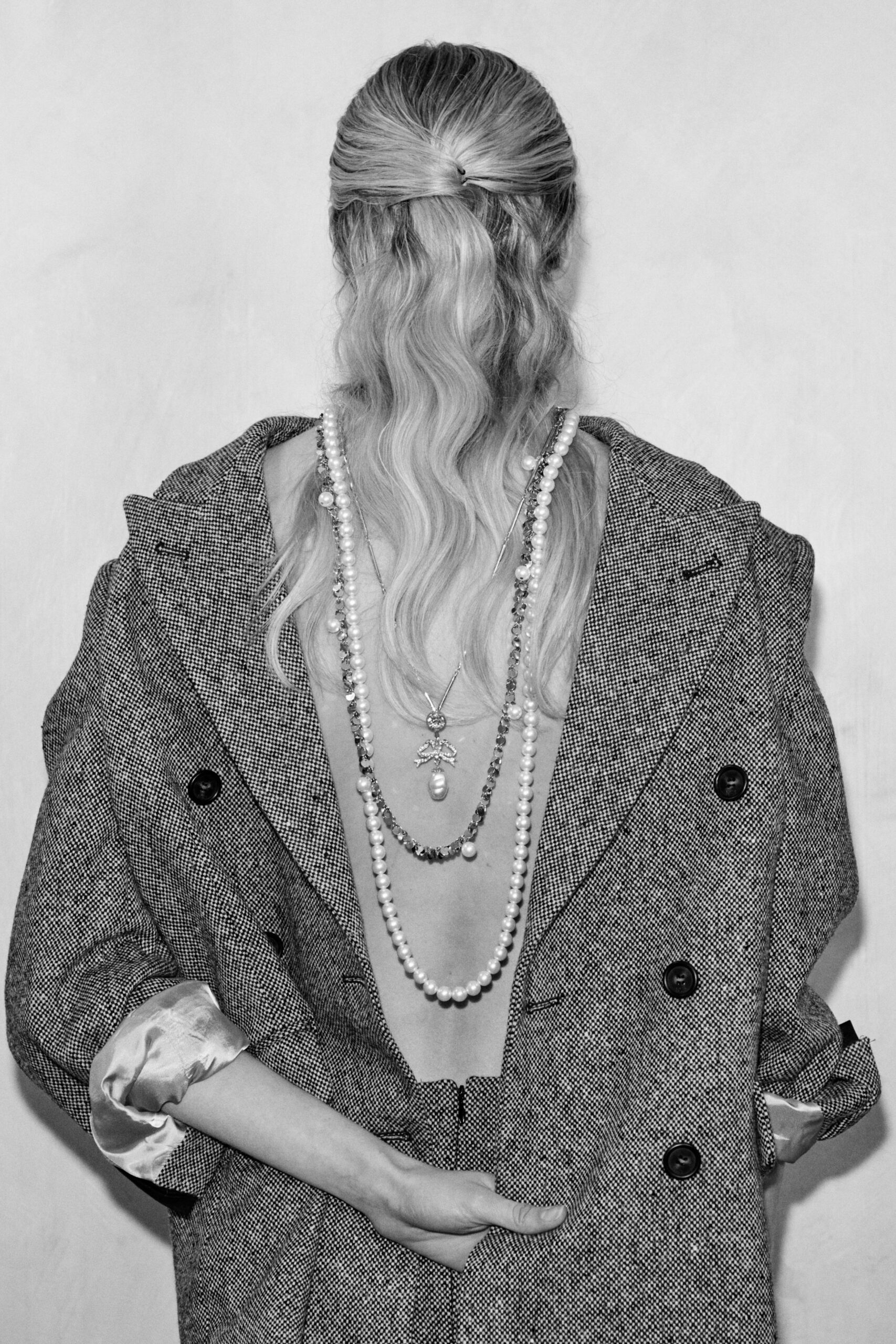 gray oversized checked coat