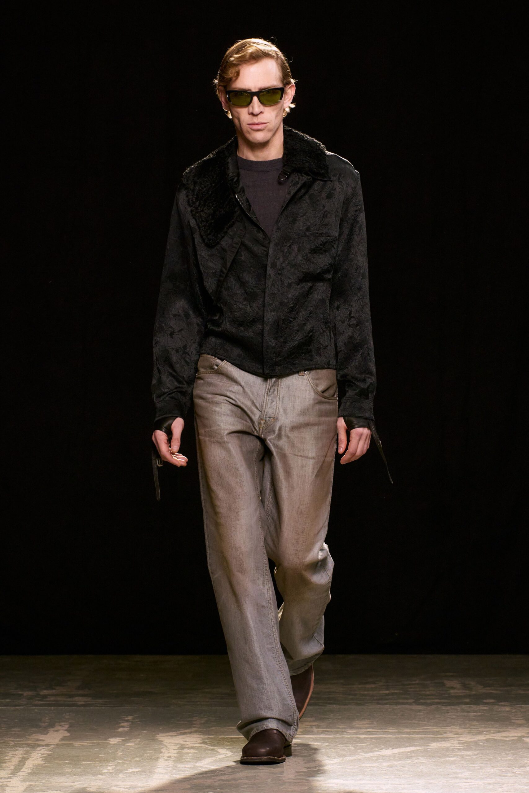 black velvet long-sleeve collared fitted textured jacket