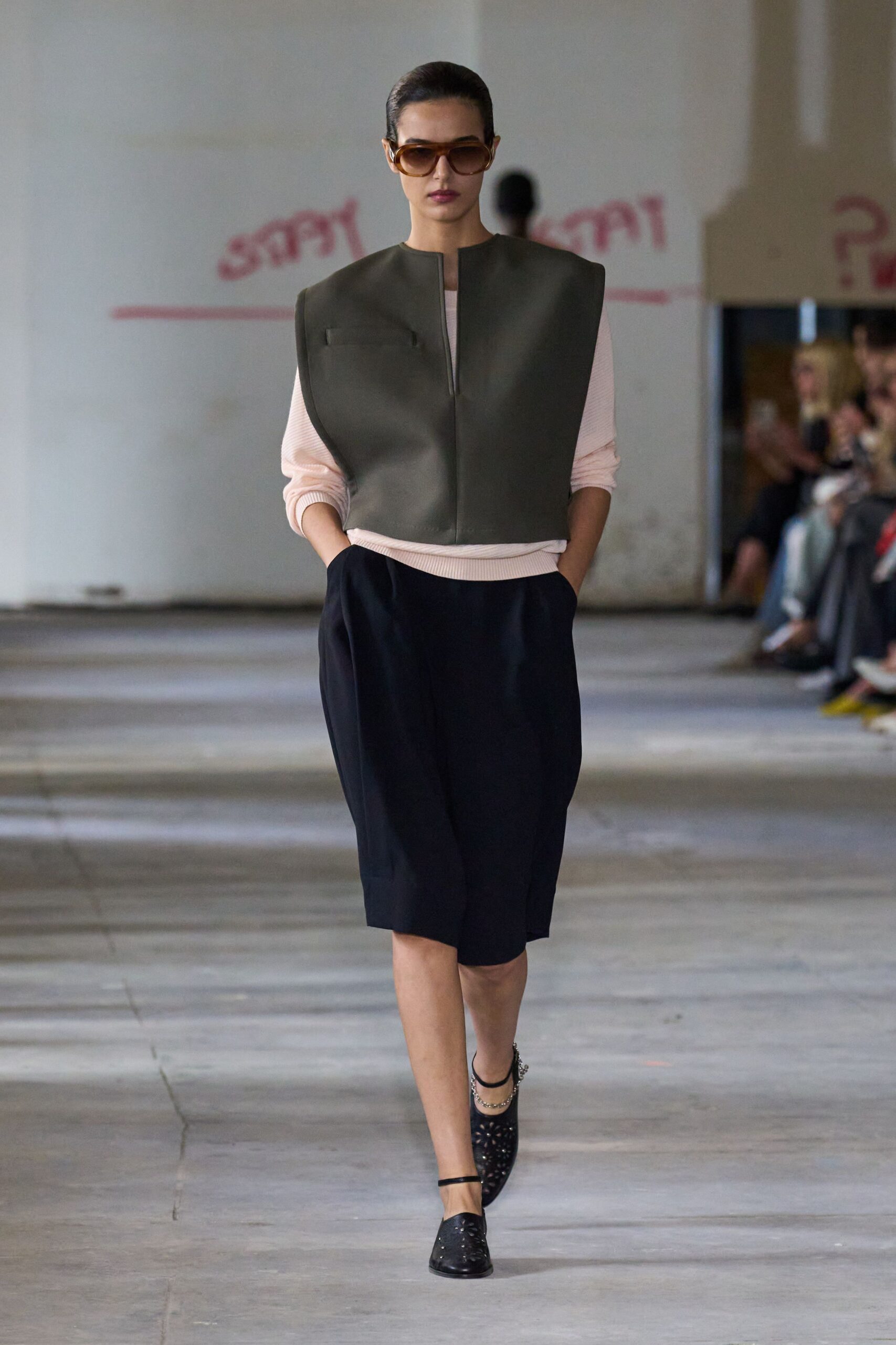 black and pink relaxed top with shorts