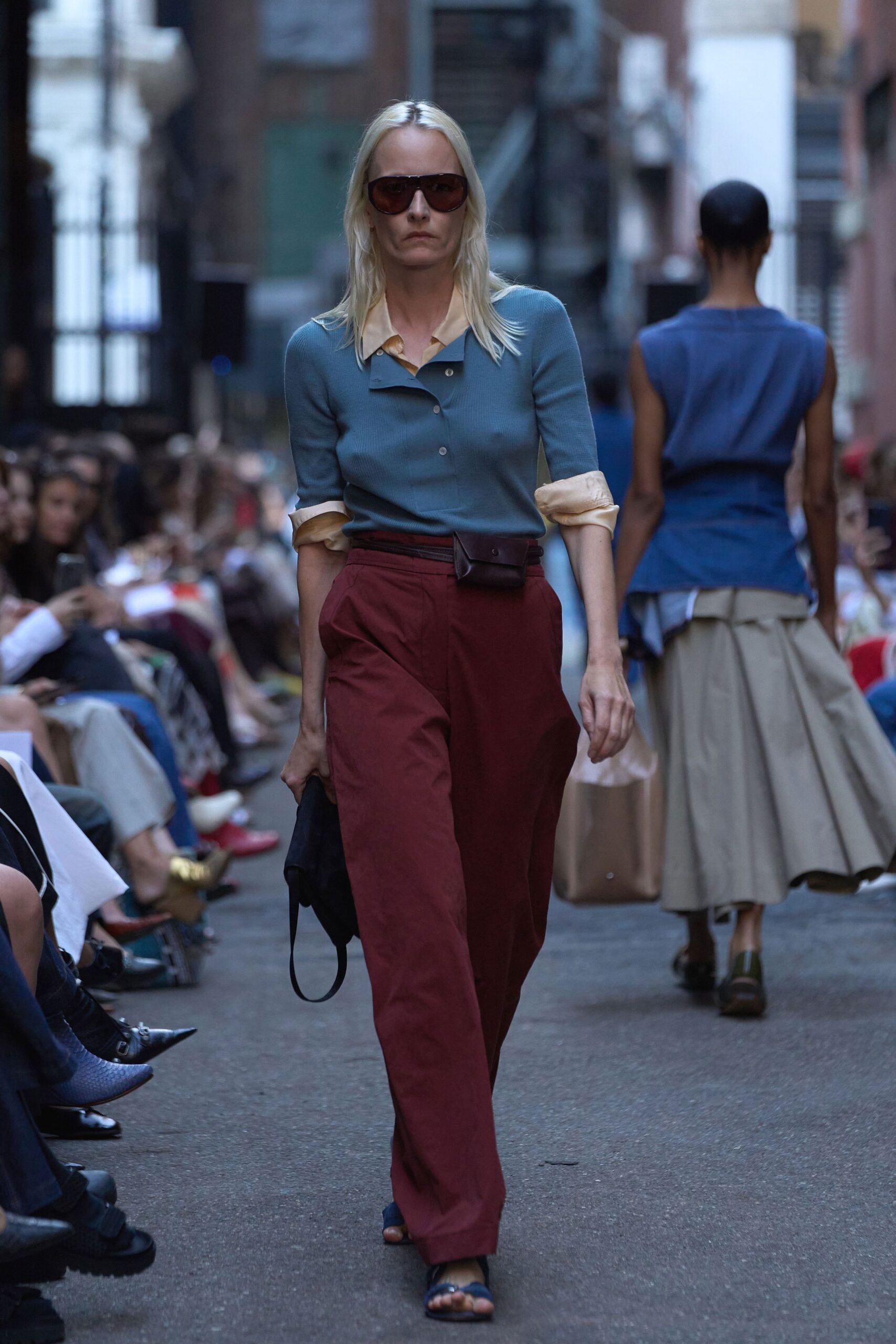 red cotton relaxed wide-leg pants