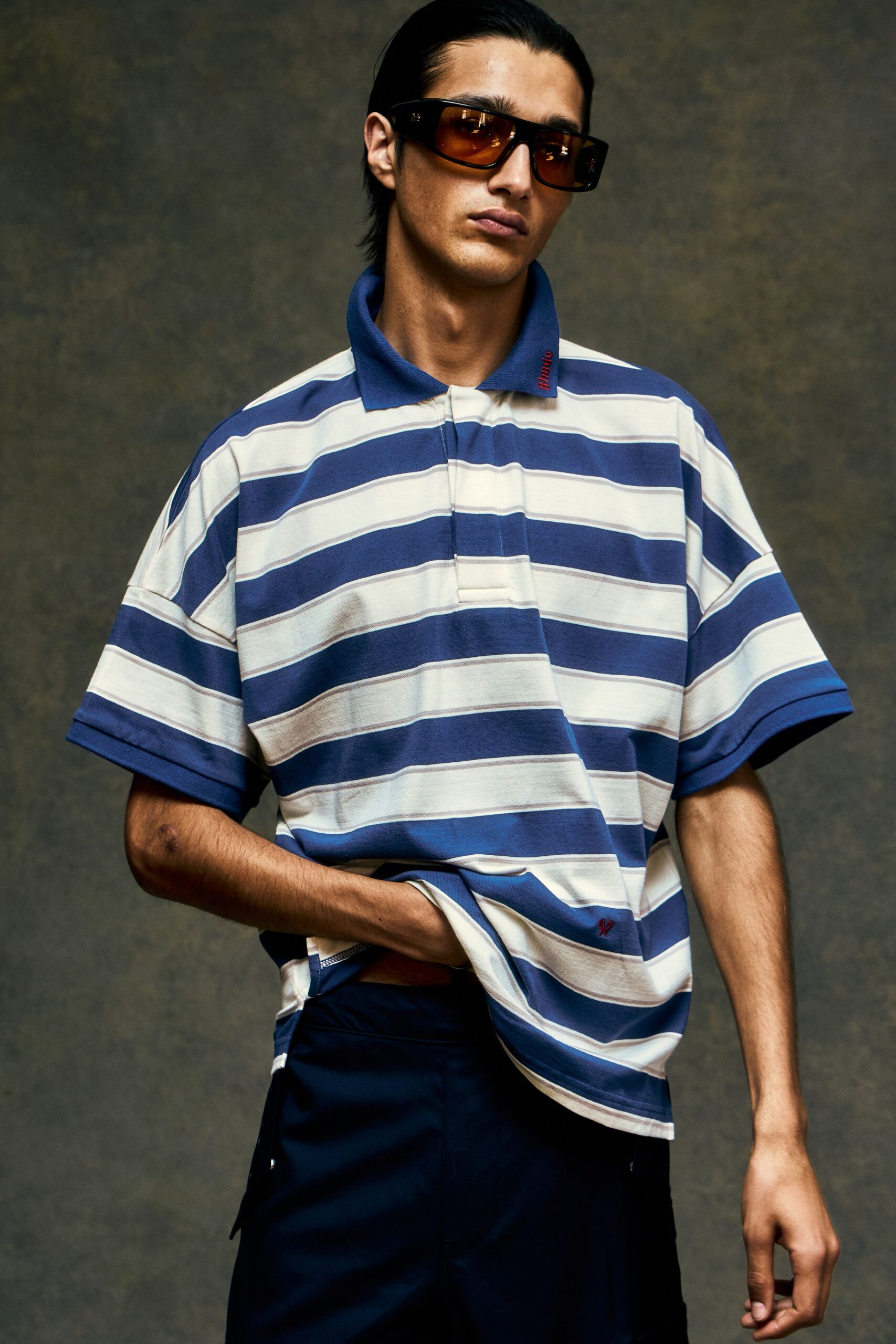 blue and white striped shirt