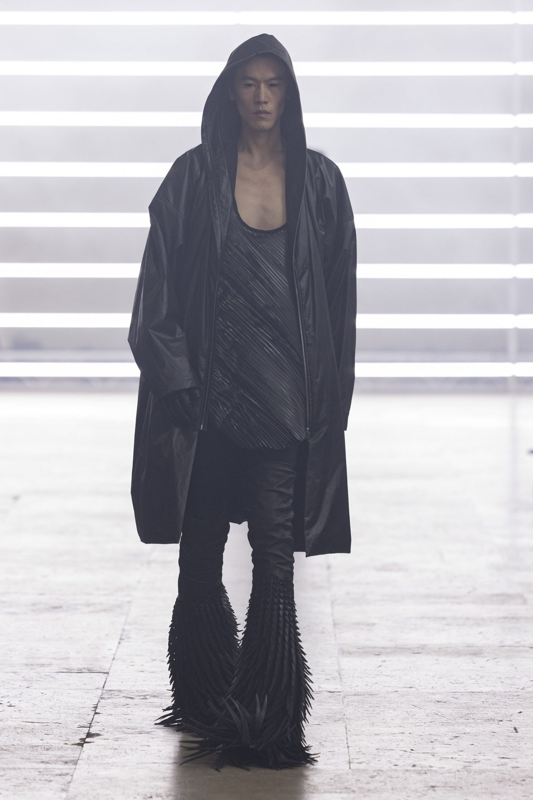 black vinyl slim flared pants