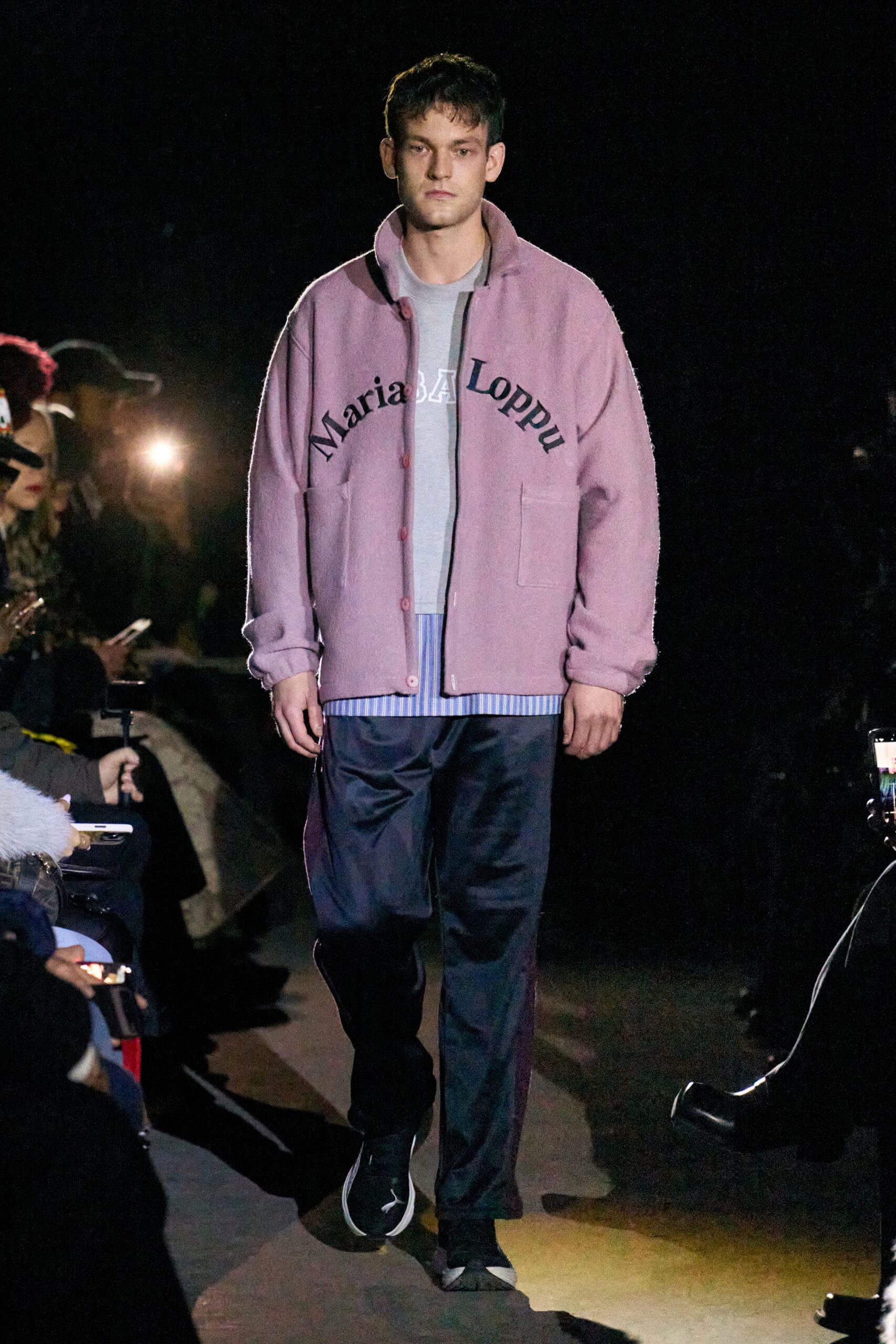 pink wool long-sleeve collared relaxed jacket