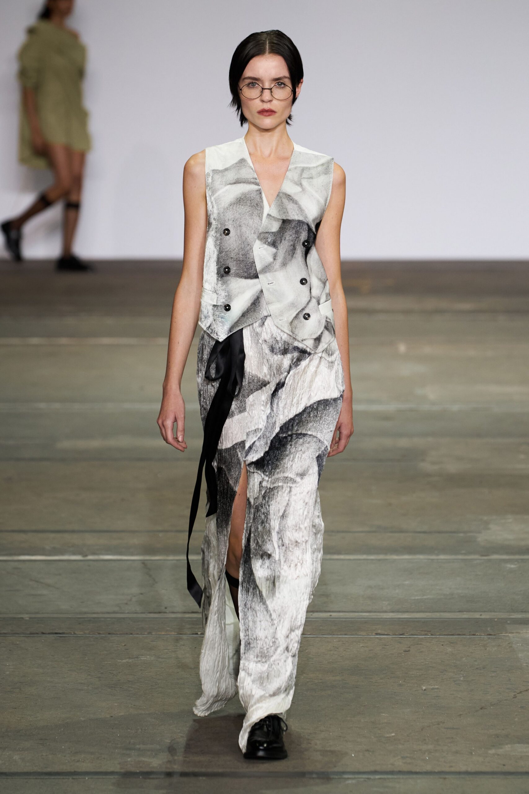 black and white draped maxi dress