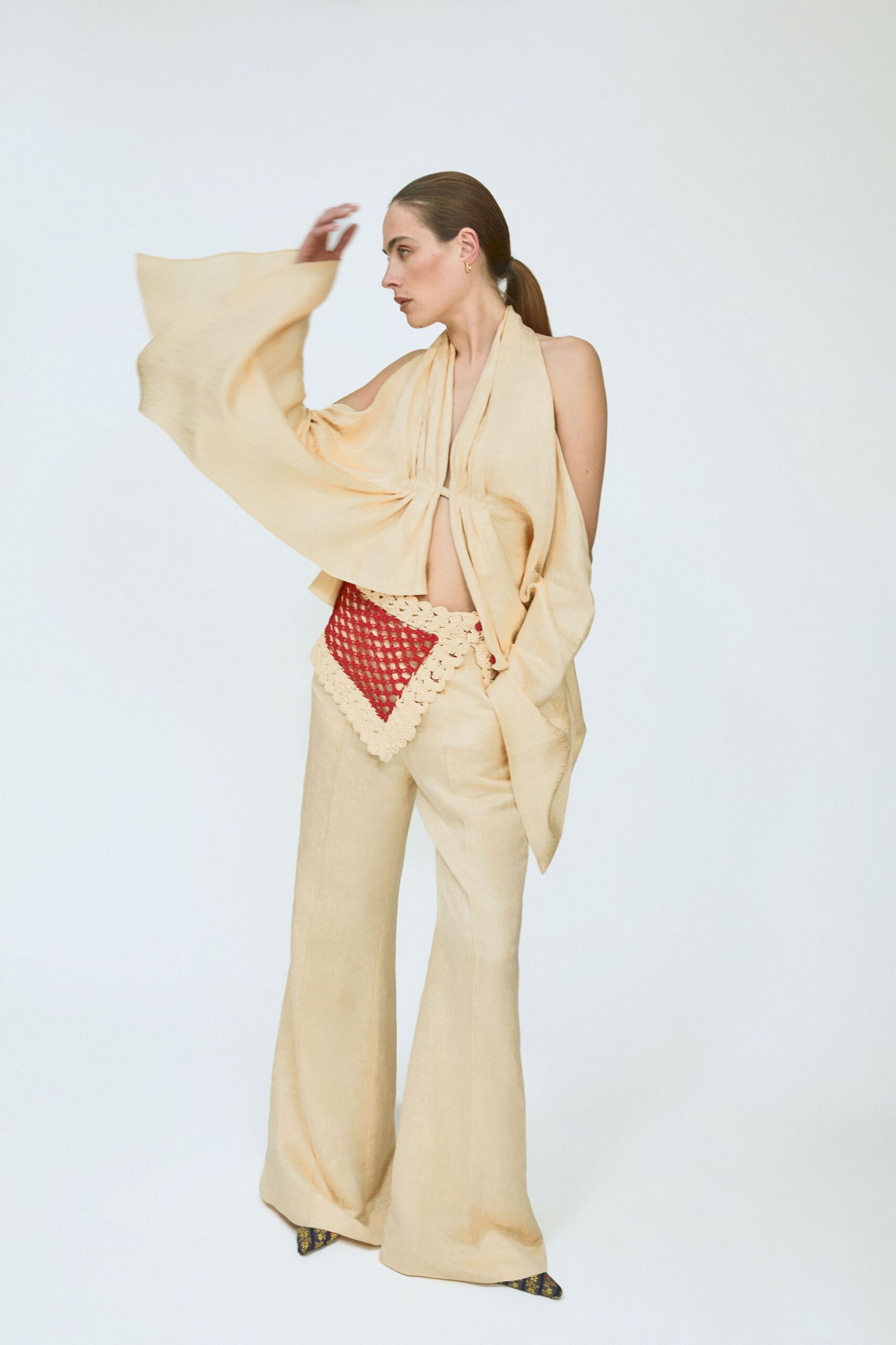 beige linen top and pants