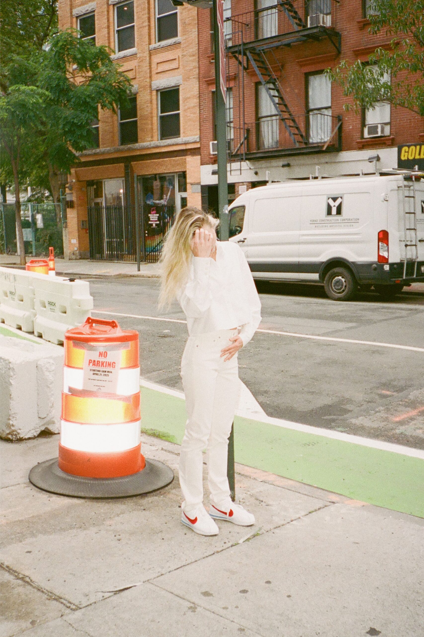 white fitted shirt and pants