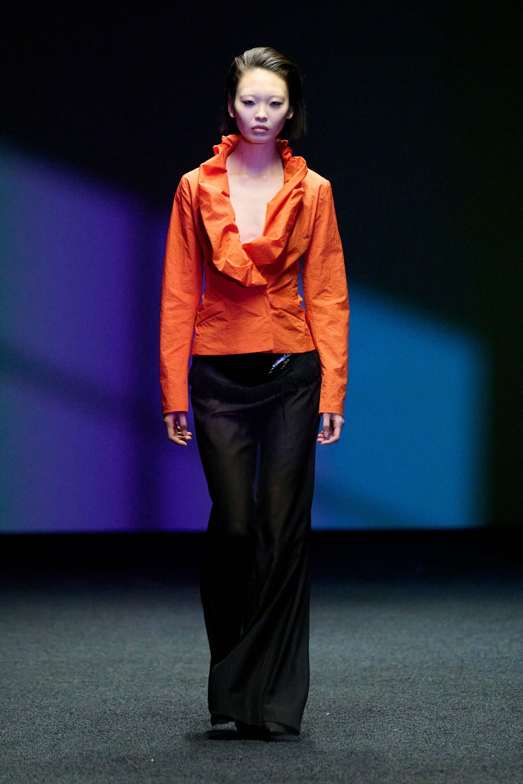 black silk relaxed straight-leg sheer pants