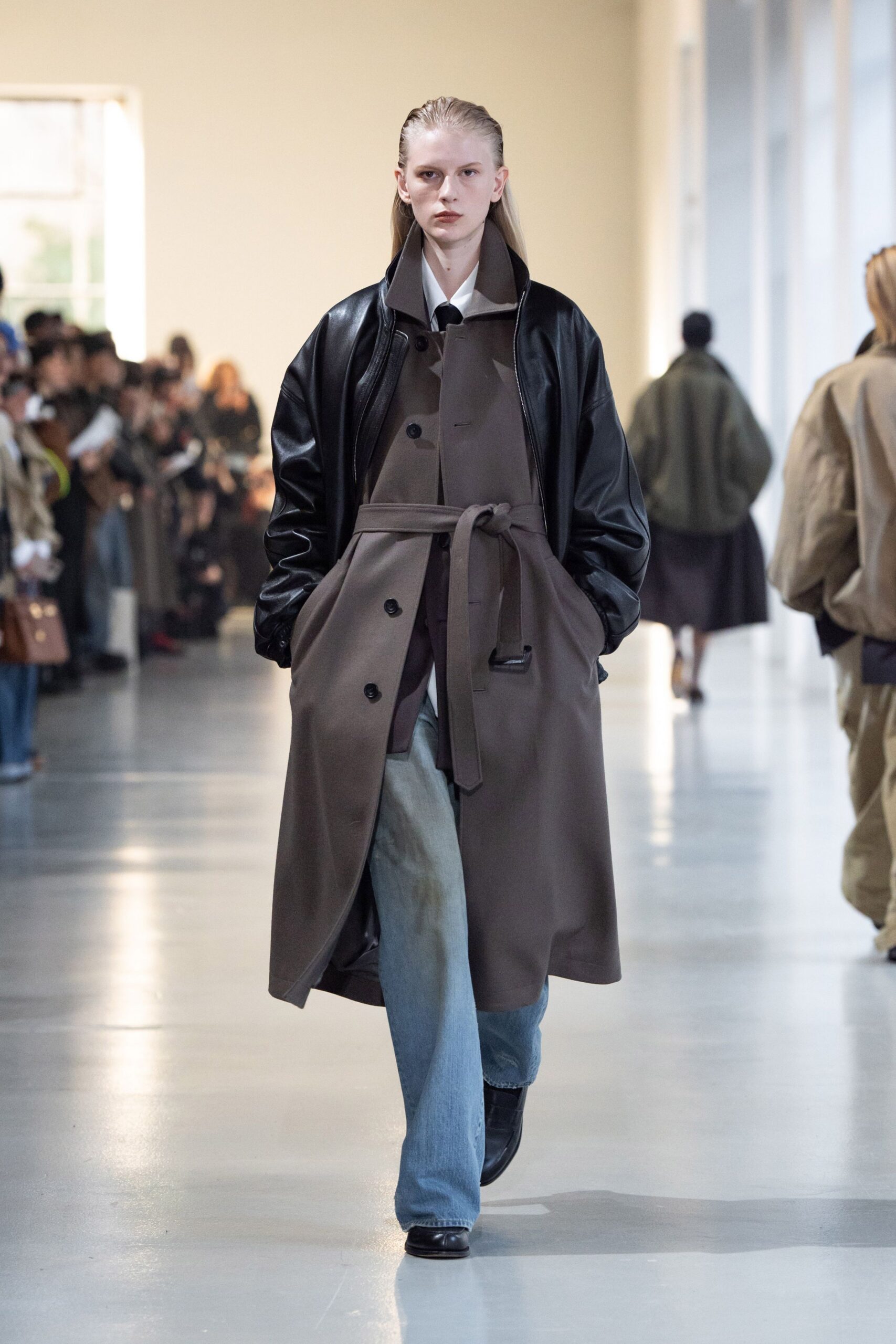brown and black relaxed coat