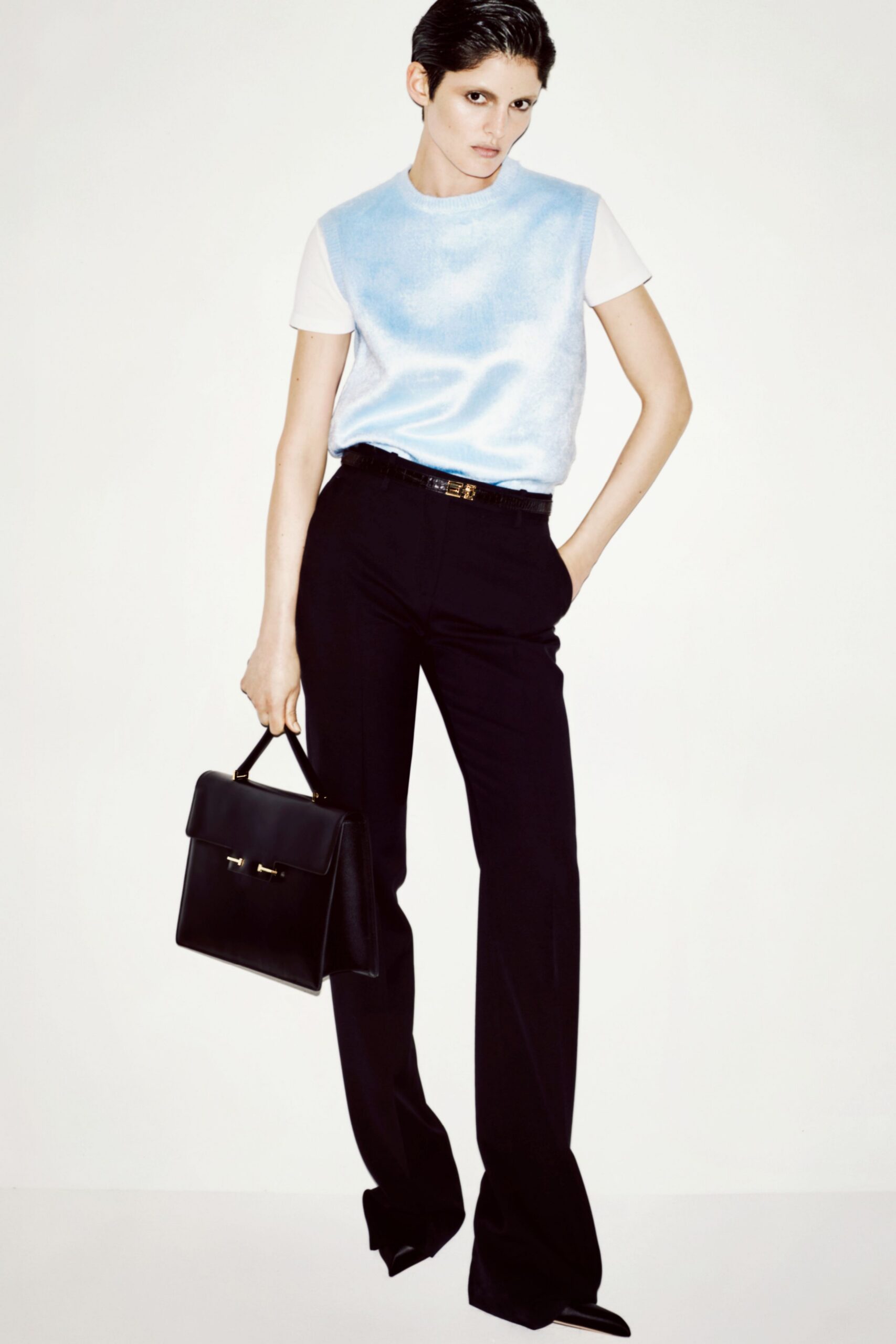 blue silk sleeveless fitted textured top