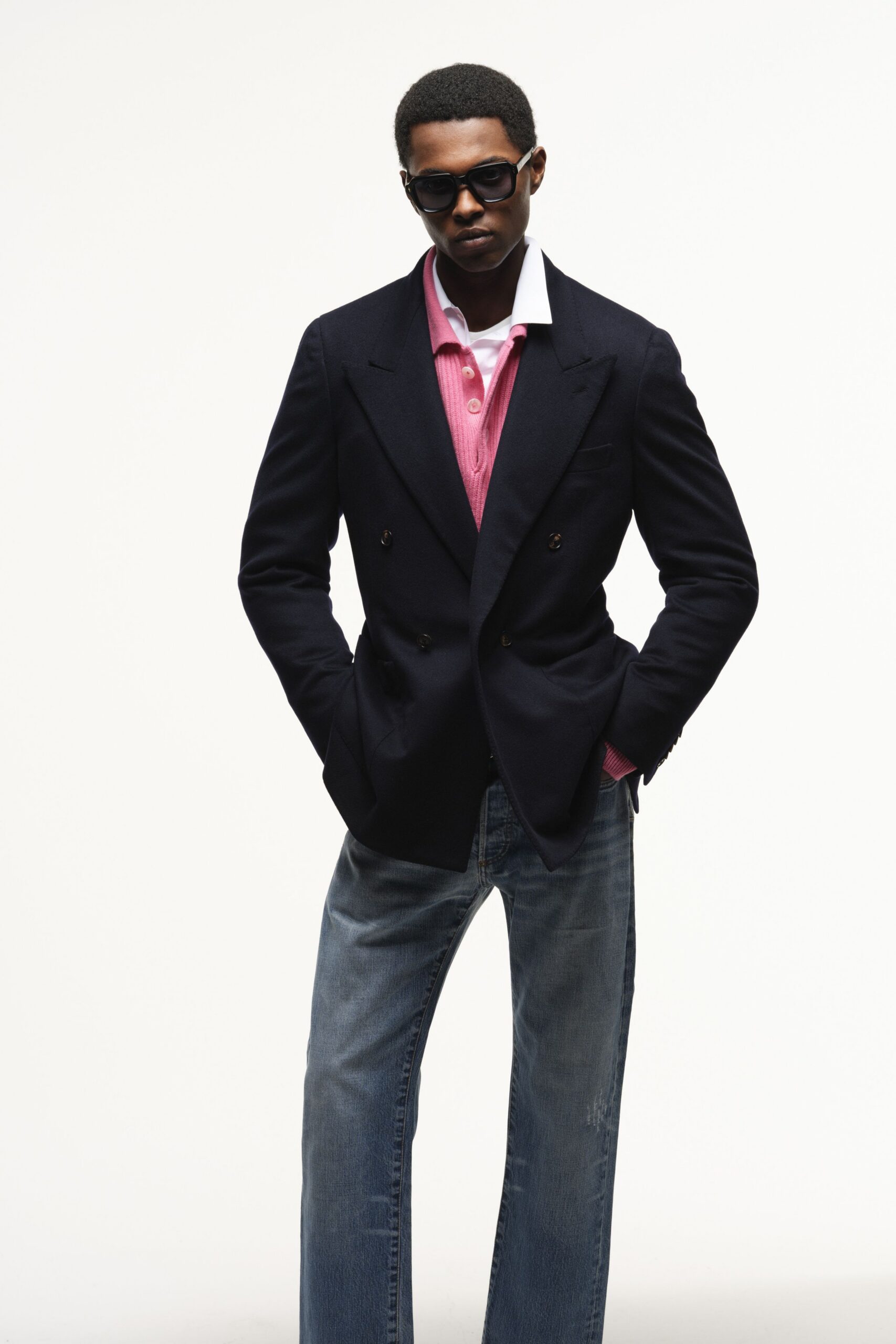 pink short-sleeve collared fitted ribbed shirt