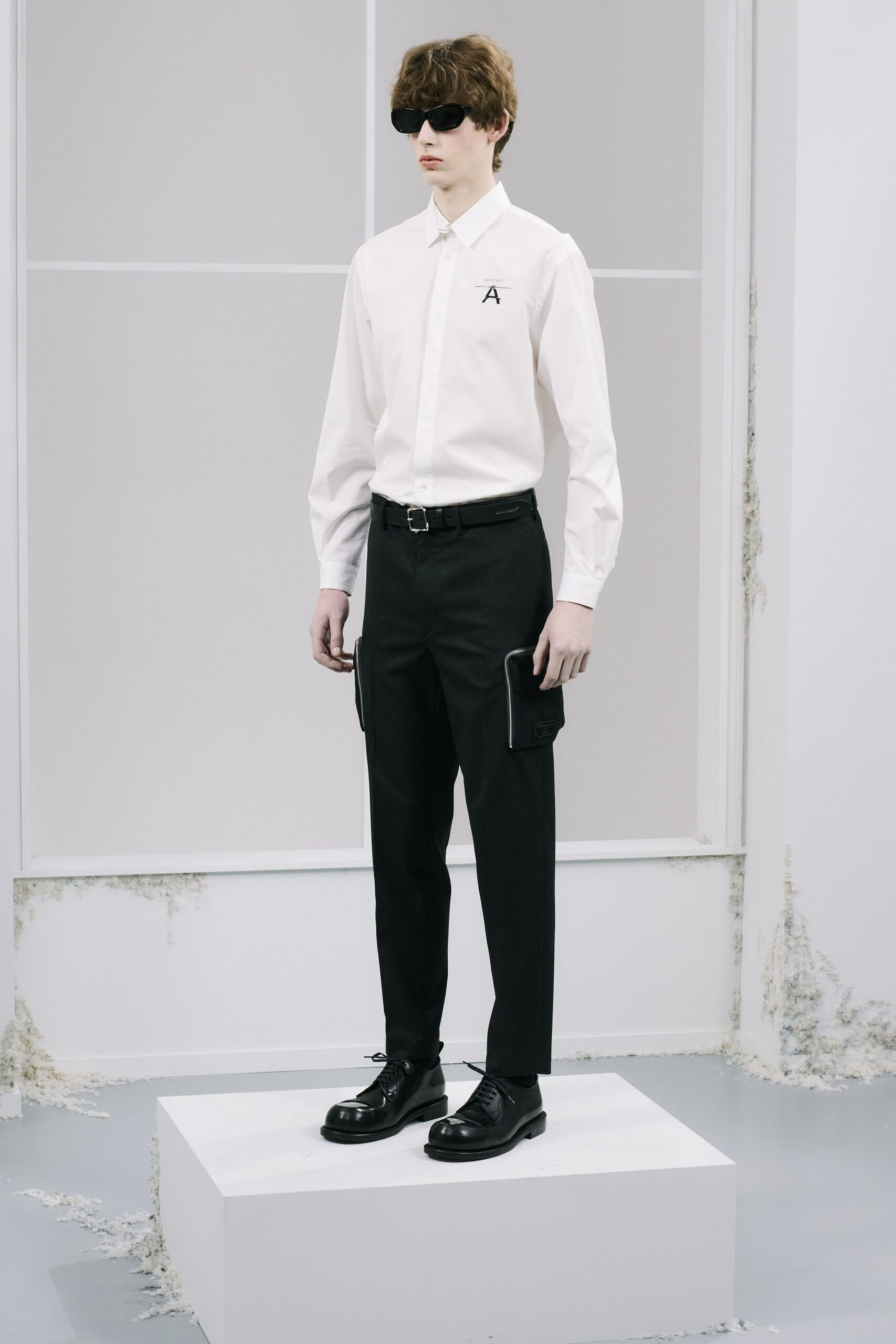 black cotton tailored cargo pants