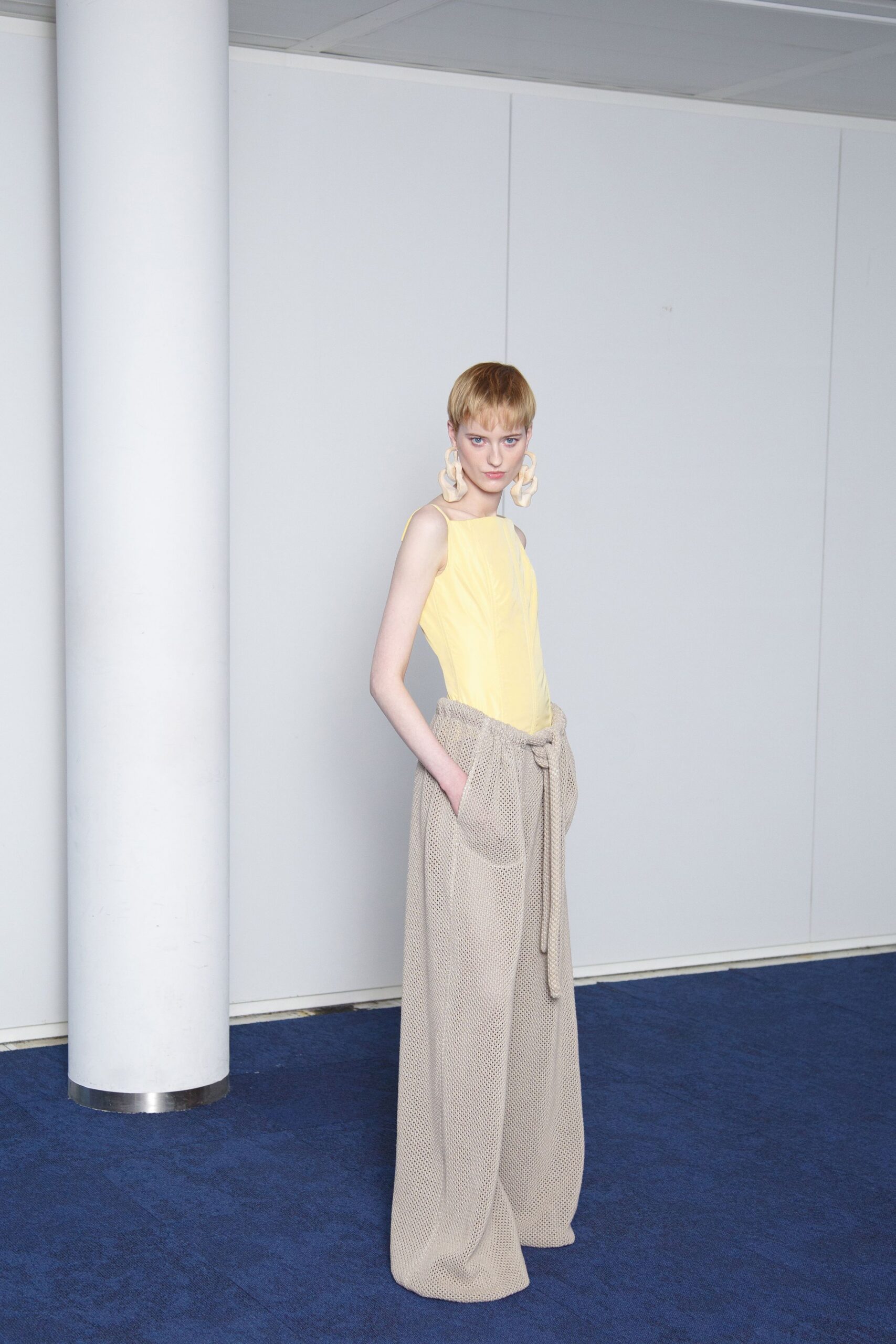 yellow cotton sleeveless relaxed top