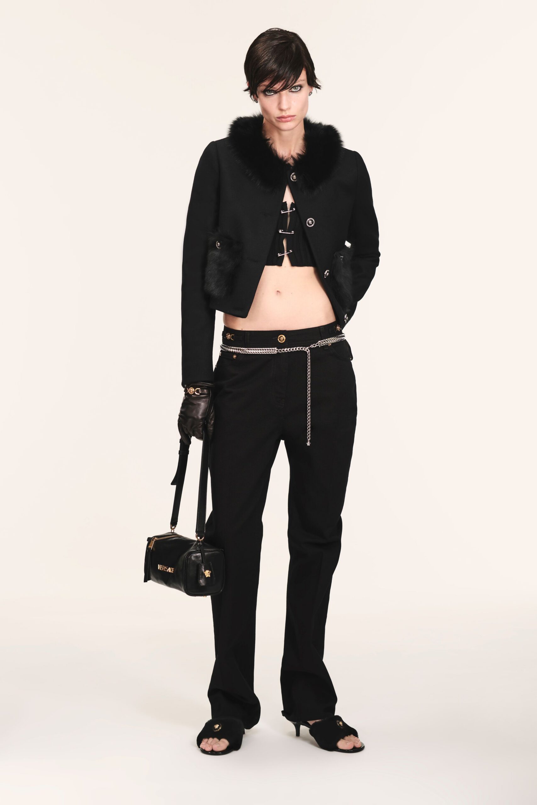 black fitted jacket and pants