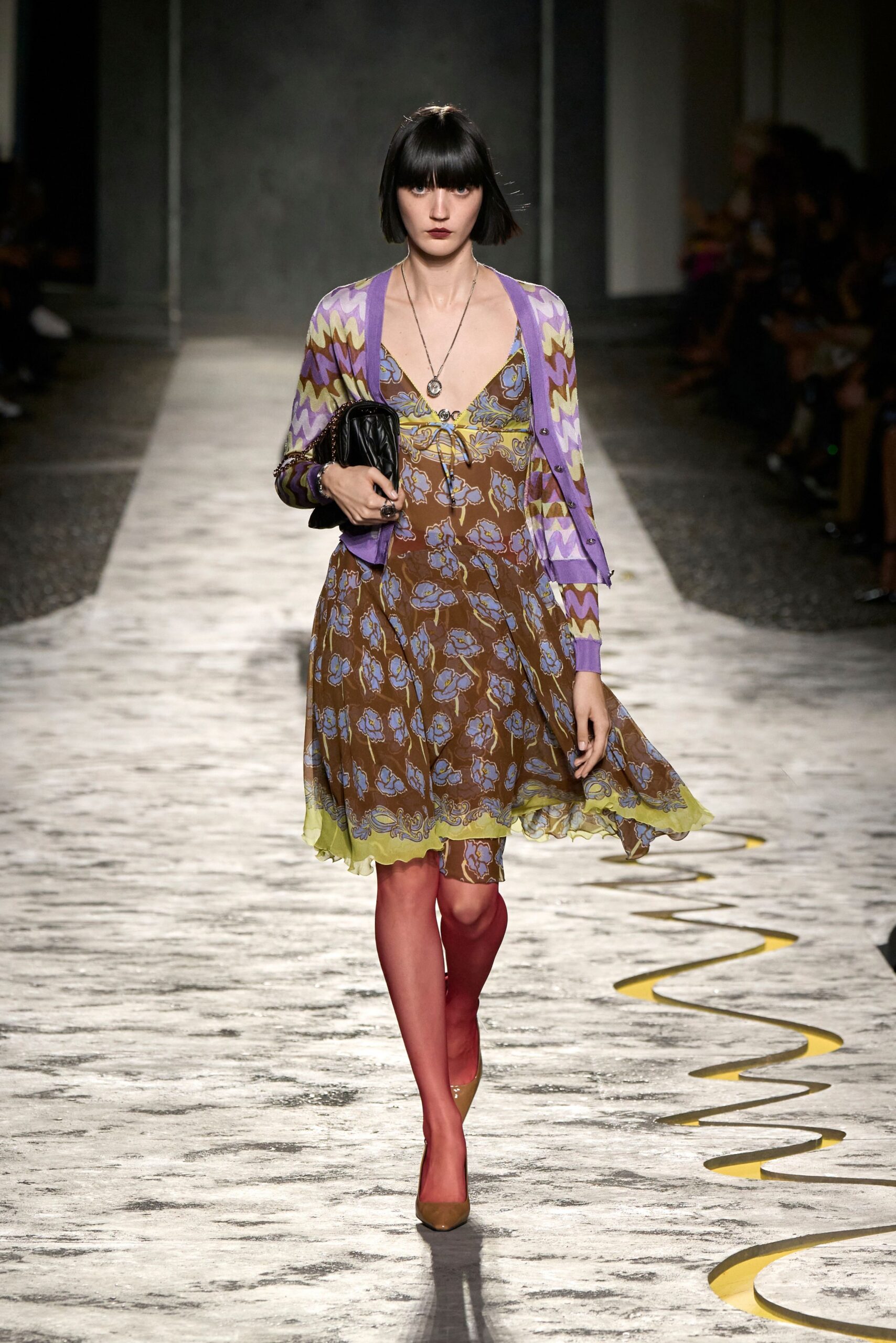 brown silk sleeveless v-neck fitted floral layered dress