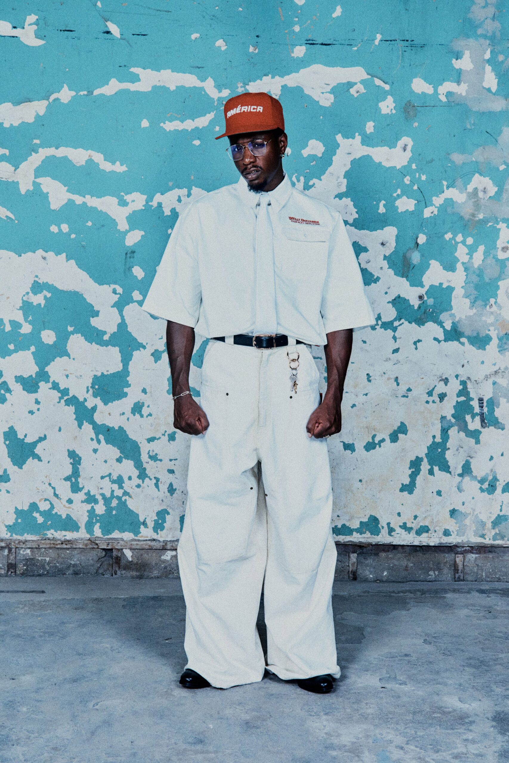 white cotton short-sleeve collared relaxed shirt