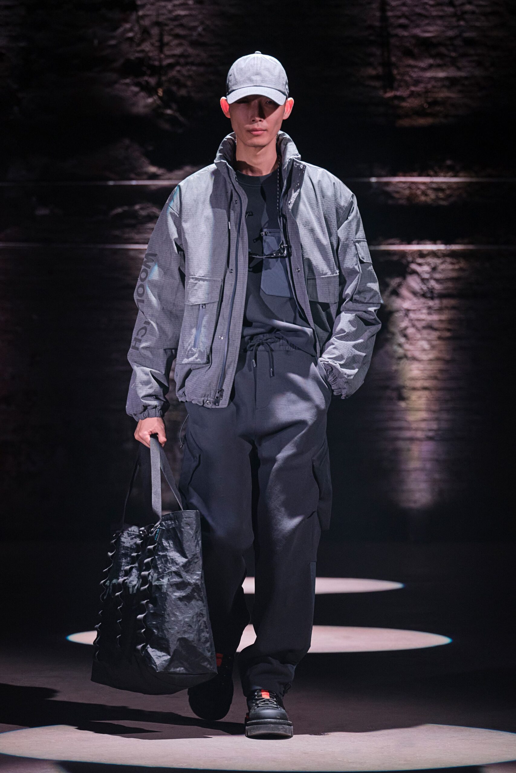 gray jacket black pants outfit