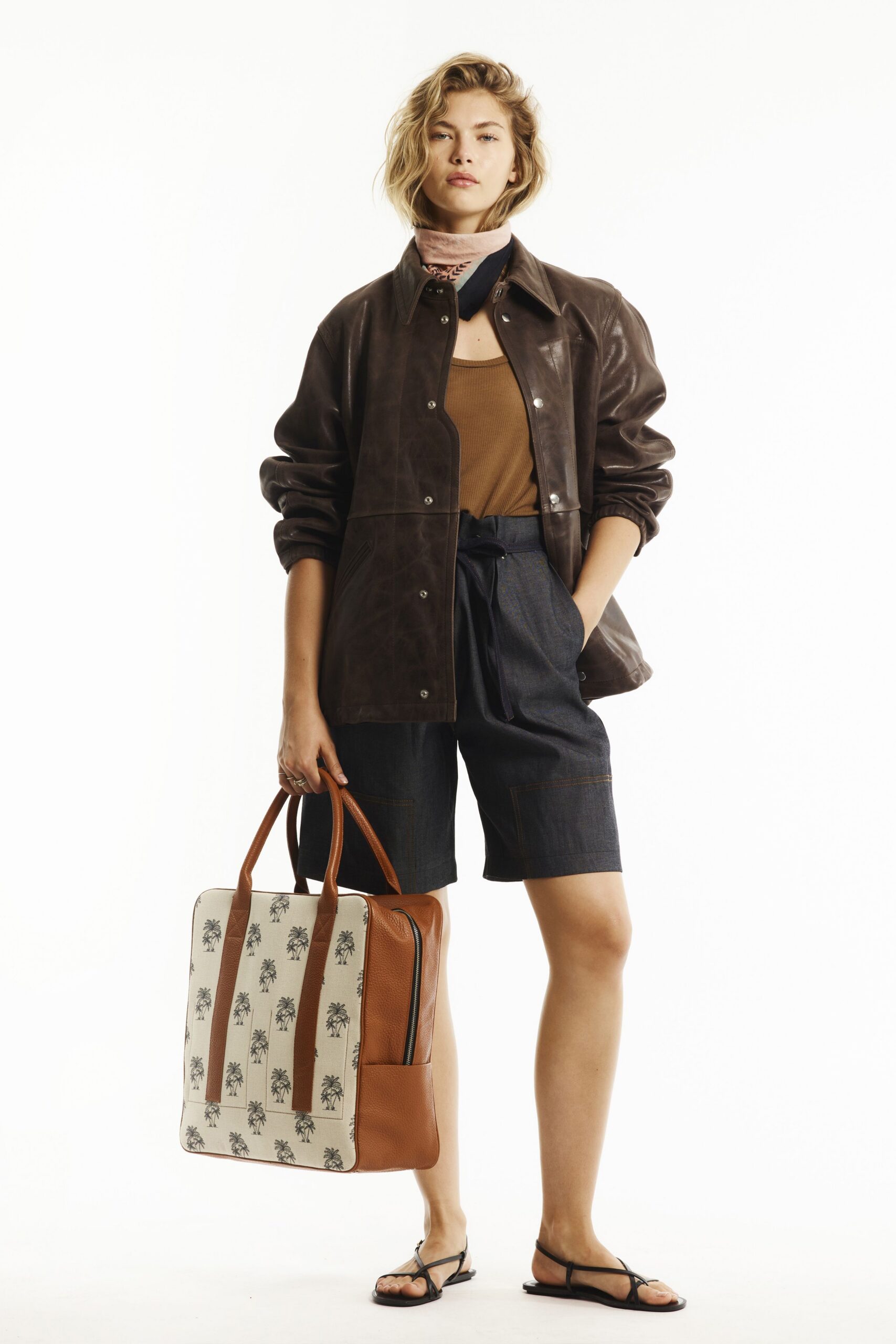 brown cotton sleeveless fitted tank-top