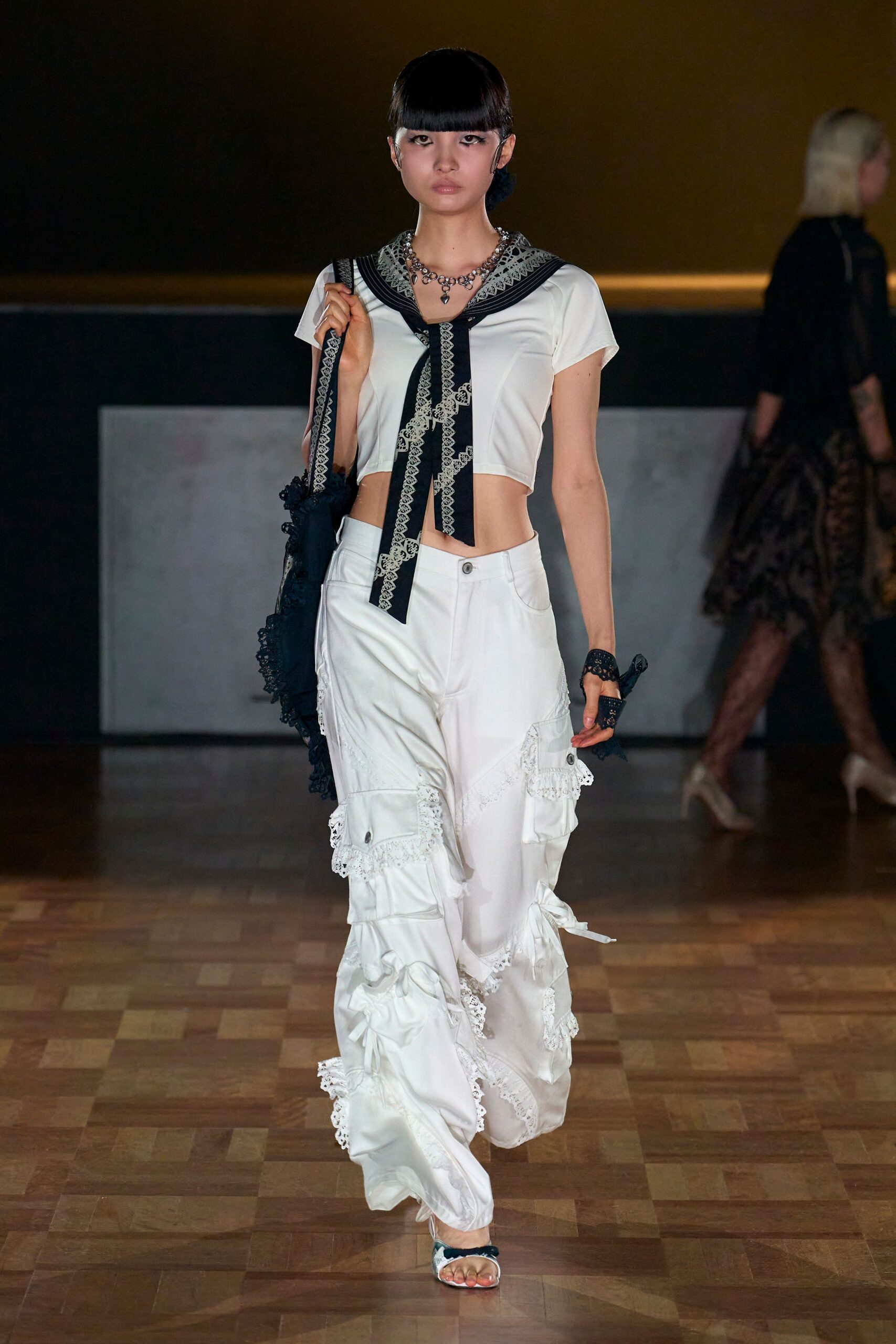 white cotton relaxed layered pants
