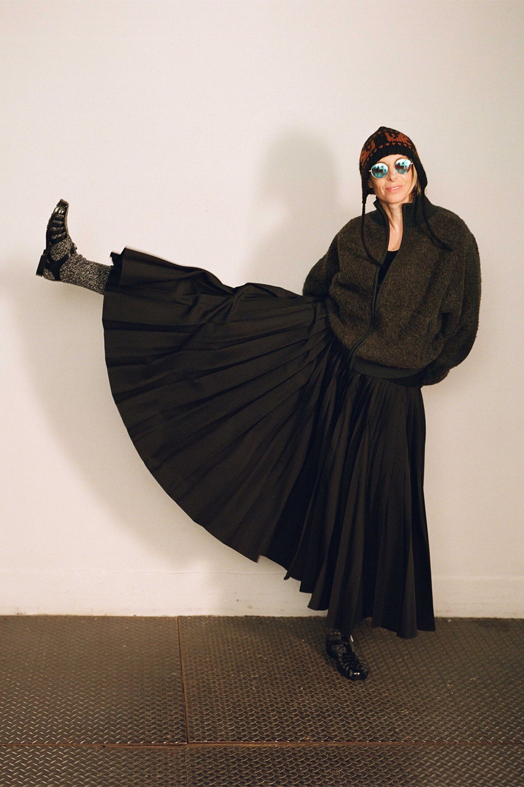 green wool long-sleeve oversized jacket