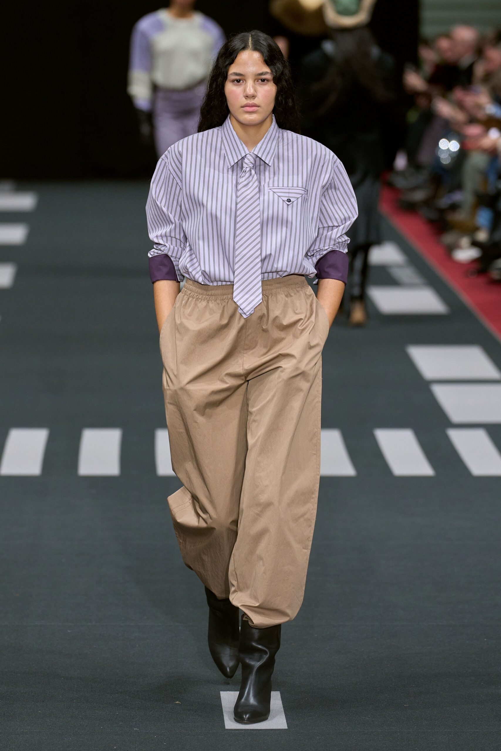 relaxed striped shirt beige pants
