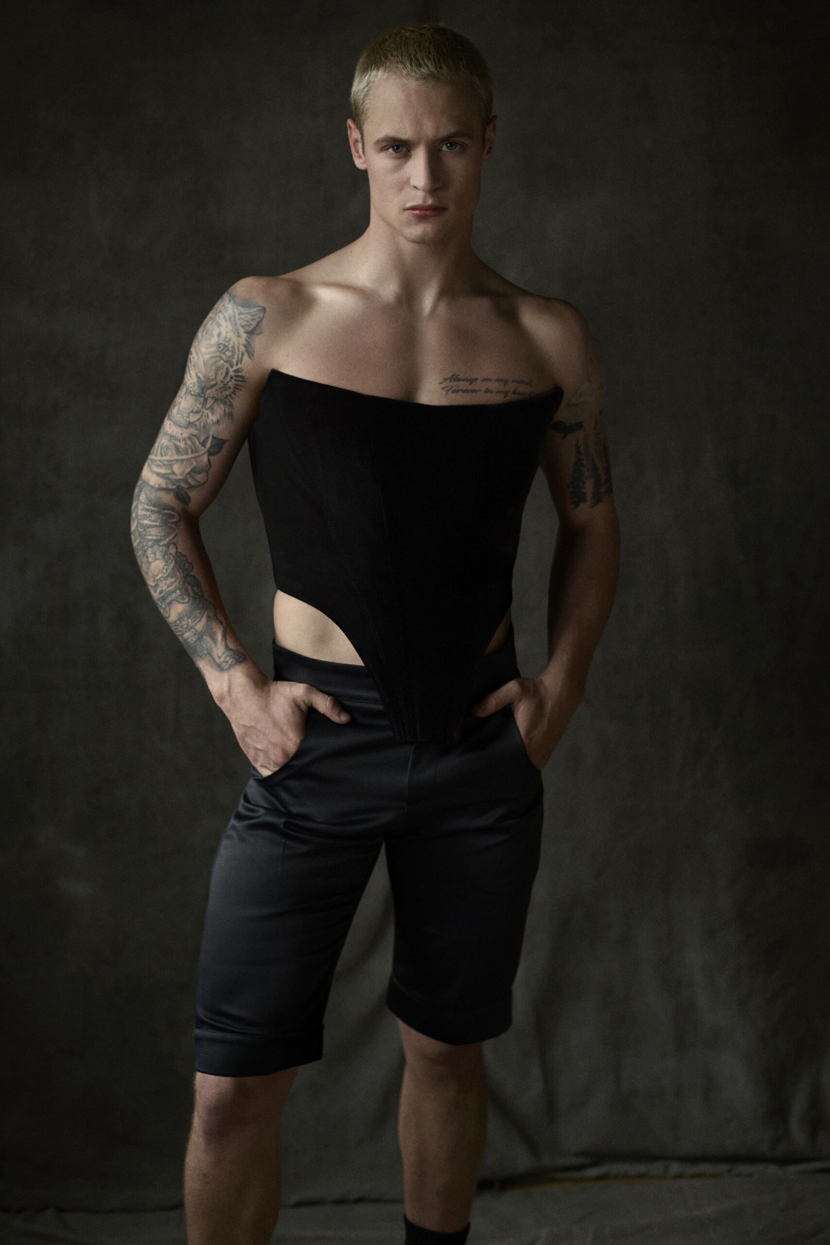 black silk strapless fitted structured corset