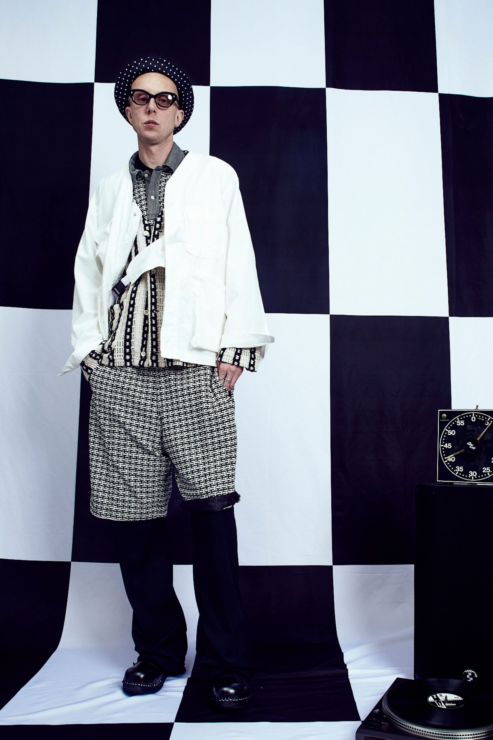 white jacket with printed shirt