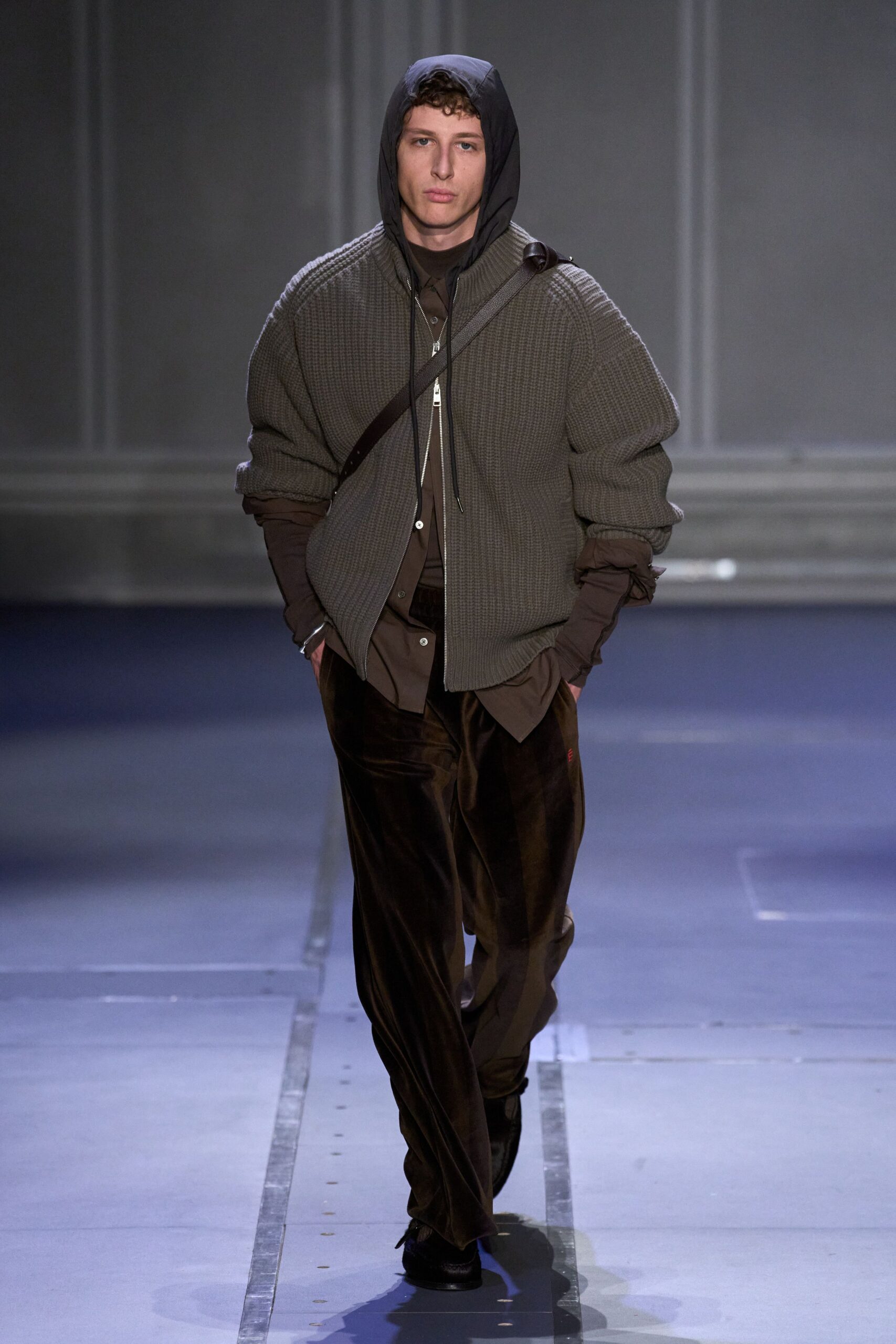 gray relaxed jacket with hood