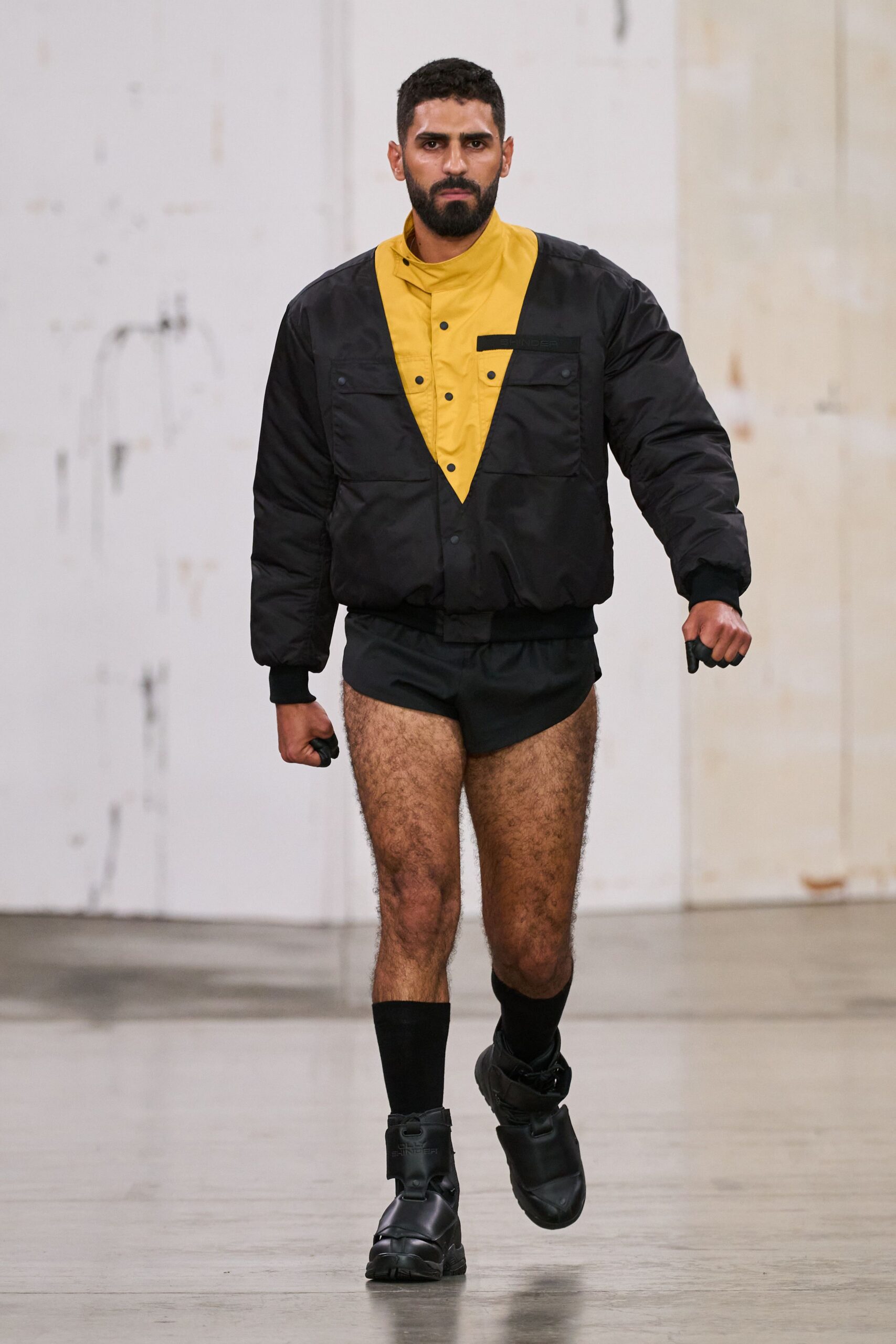 black and yellow relaxed jacket with shorts