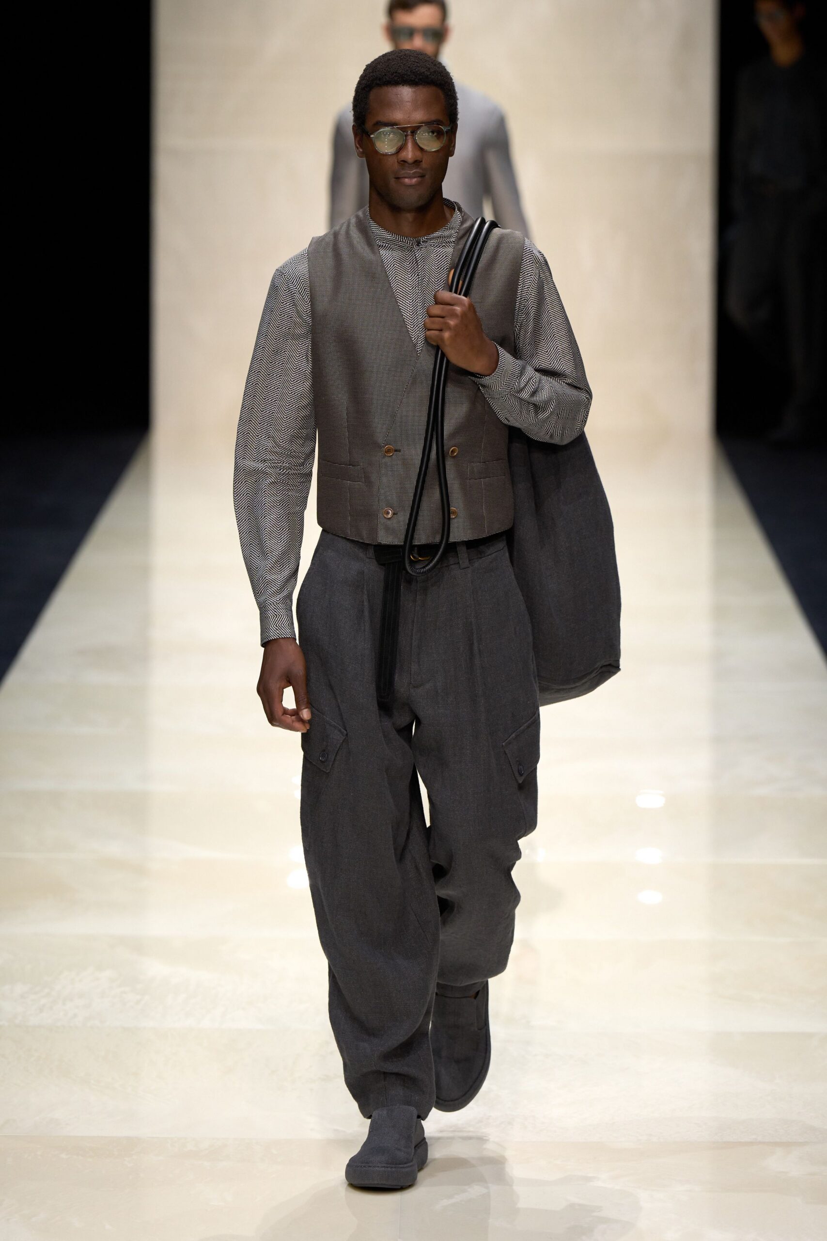 gray relaxed vest and pants